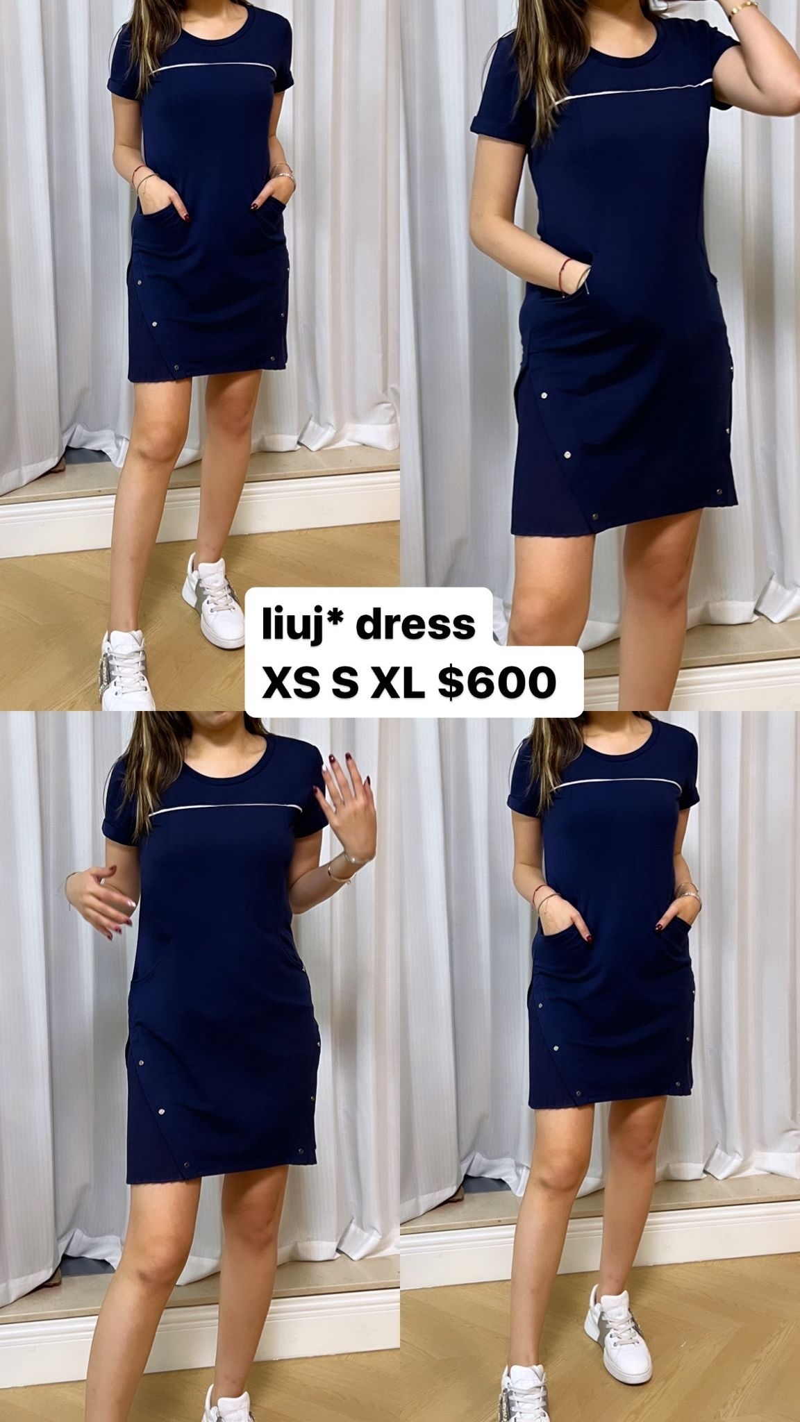 Liu .Jo 藍色金鏤扣連身裙 -M