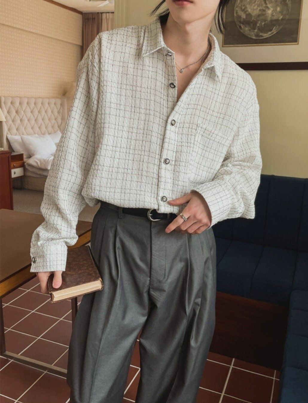 格紋長袖恤衫 MALENKII-048S