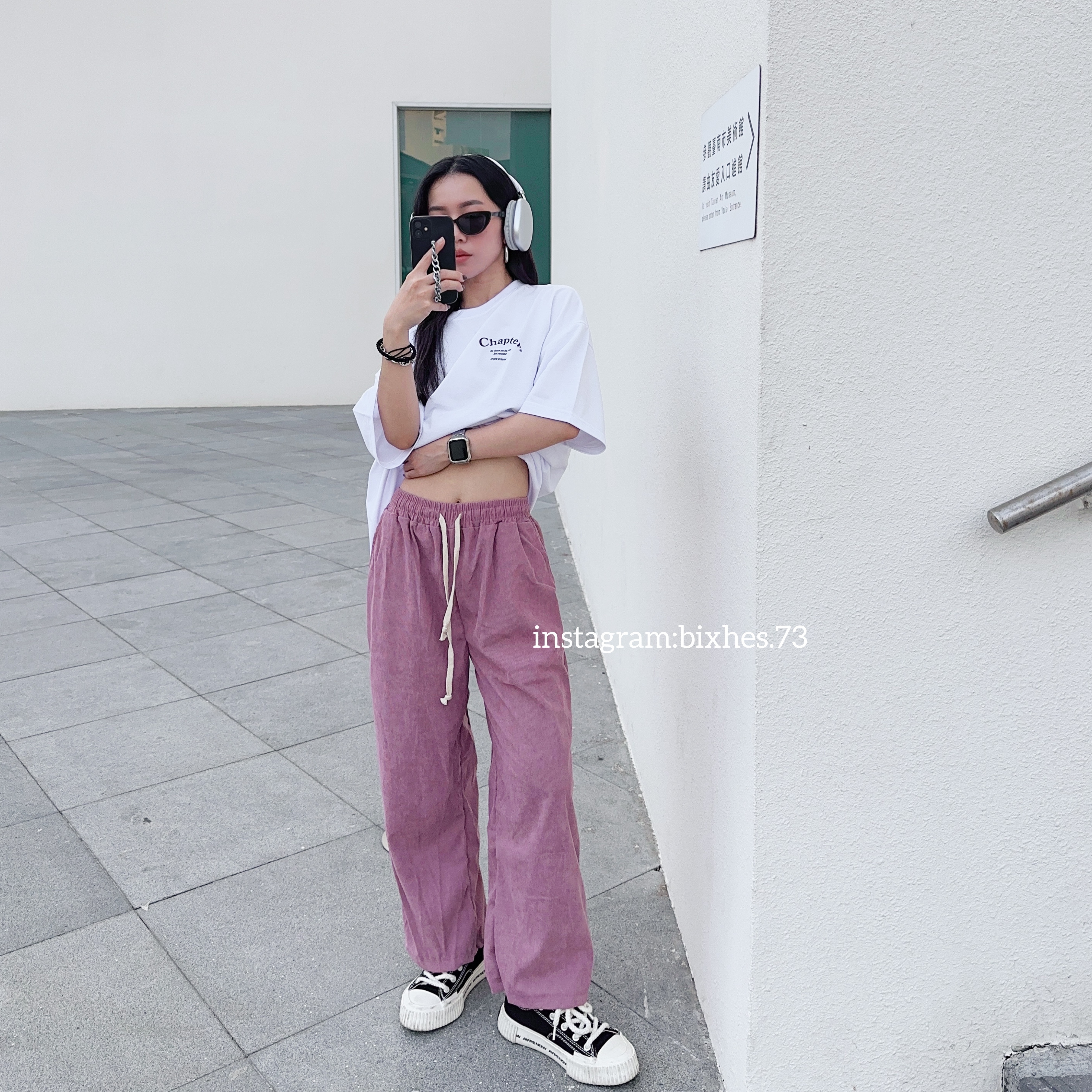 燈芯絨抽繩直筒褲(E00074)