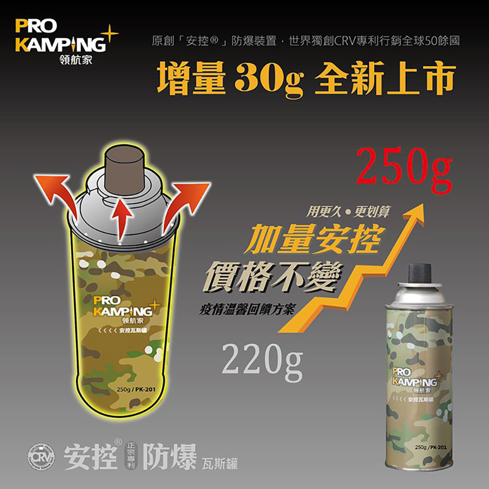 ProKamping領航家 安控卡式瓦斯罐 250g(3入組)
