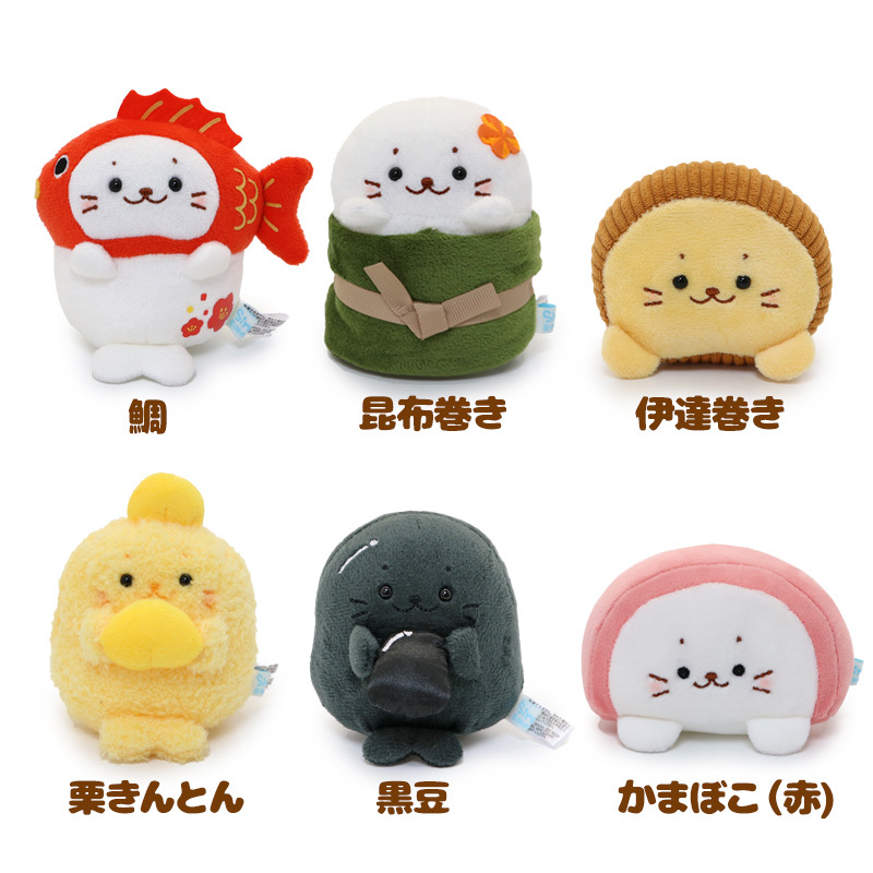 Sirotan 絨毛娃娃 正月便當小白 鯛魚／昆布捲／伊達捲／栗金團／黑豆／魚板