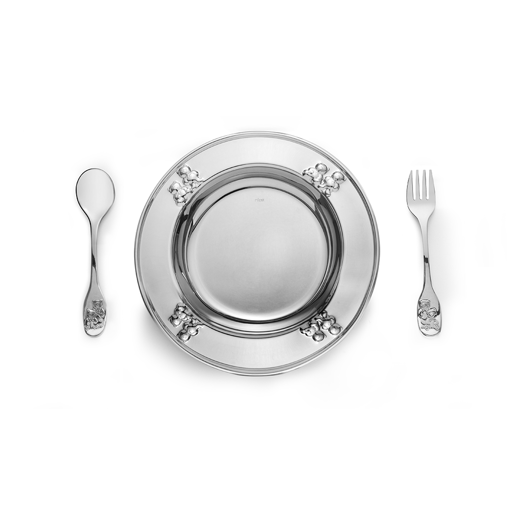 Riva - 韋爾切利寶寶餐具組(3件組) - 銀