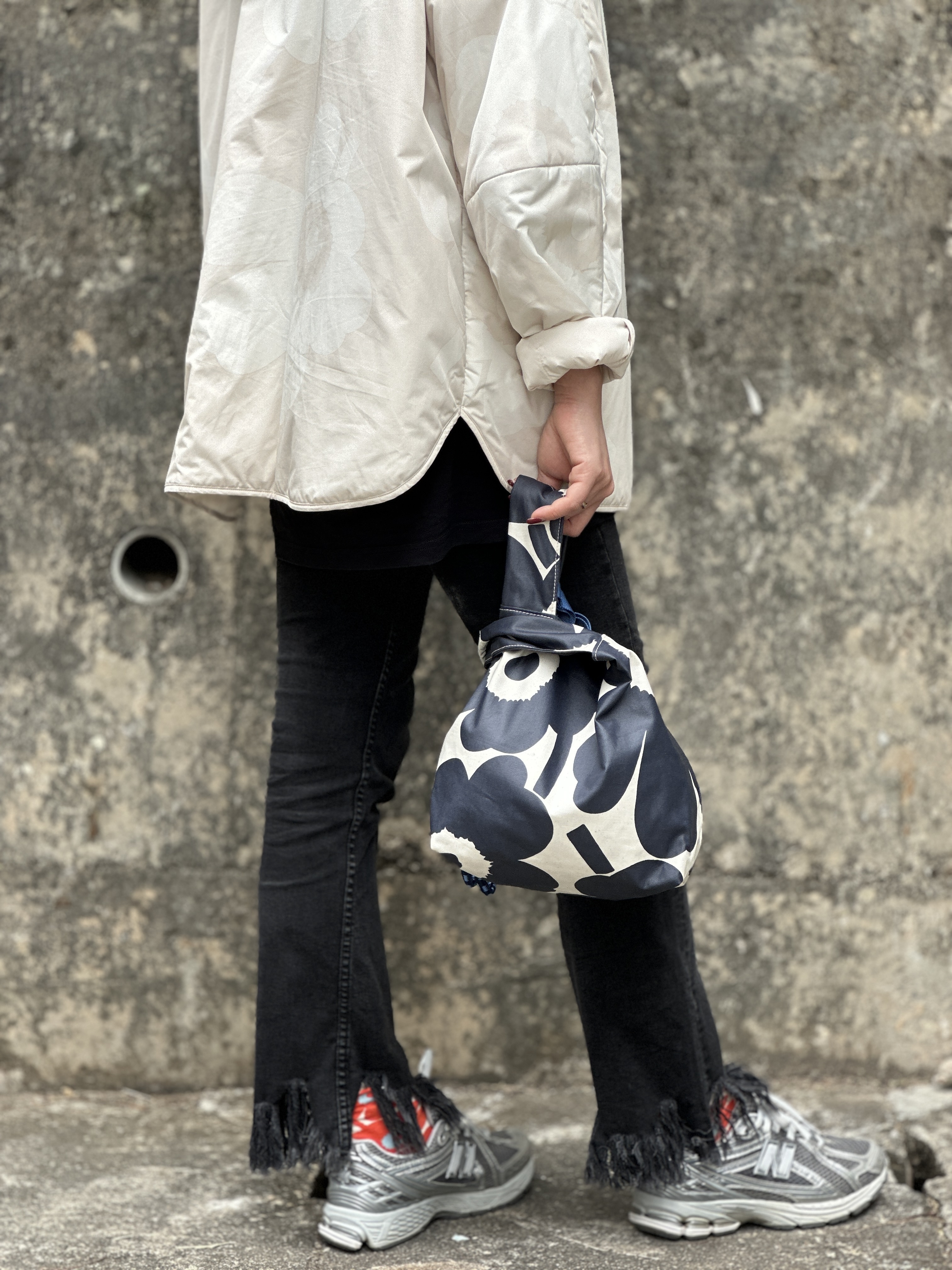 3 way vest tote | marimekko waterproof fabric | Navy unikko