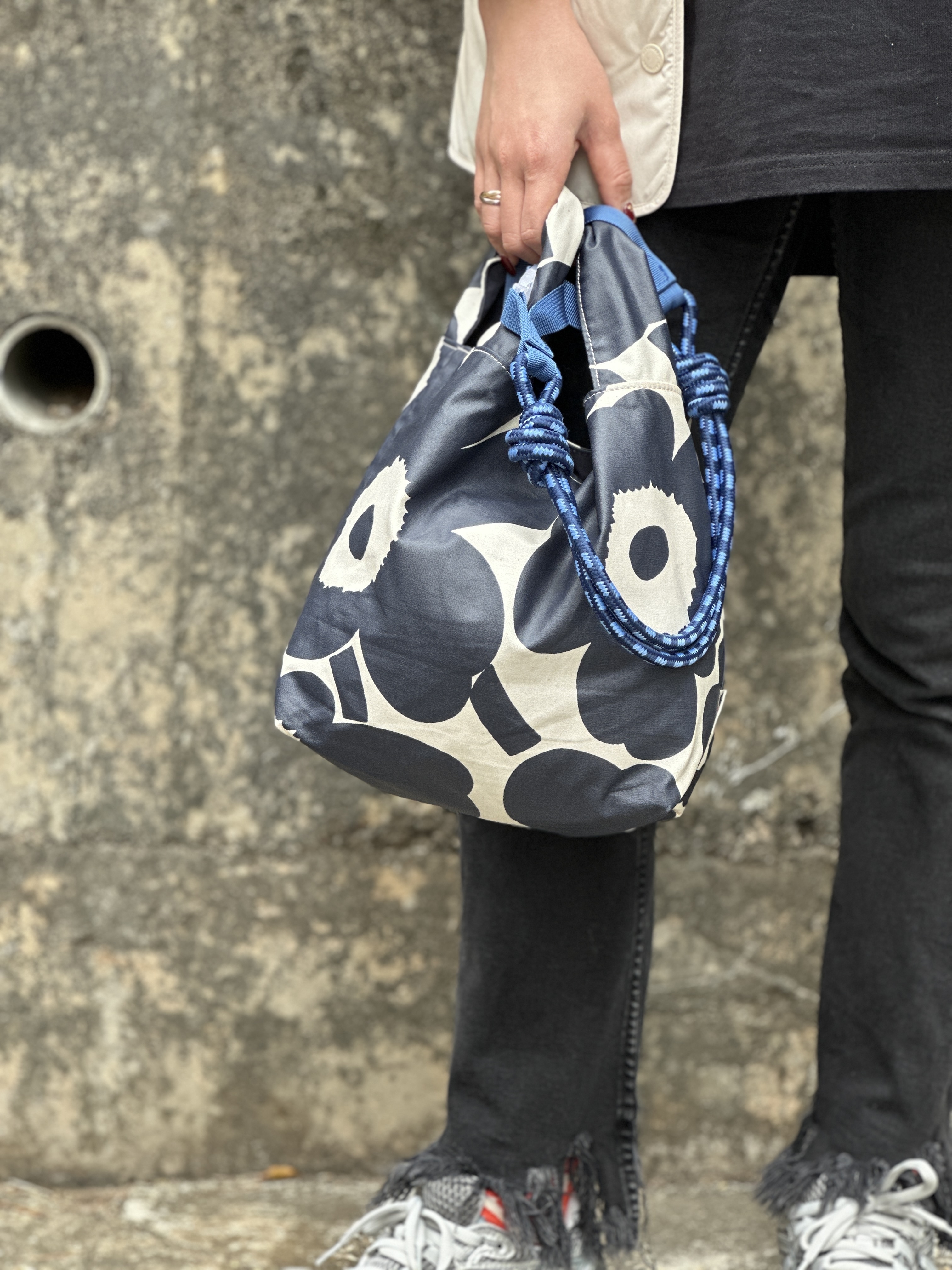 3 way vest tote | marimekko waterproof fabric | Navy unikko