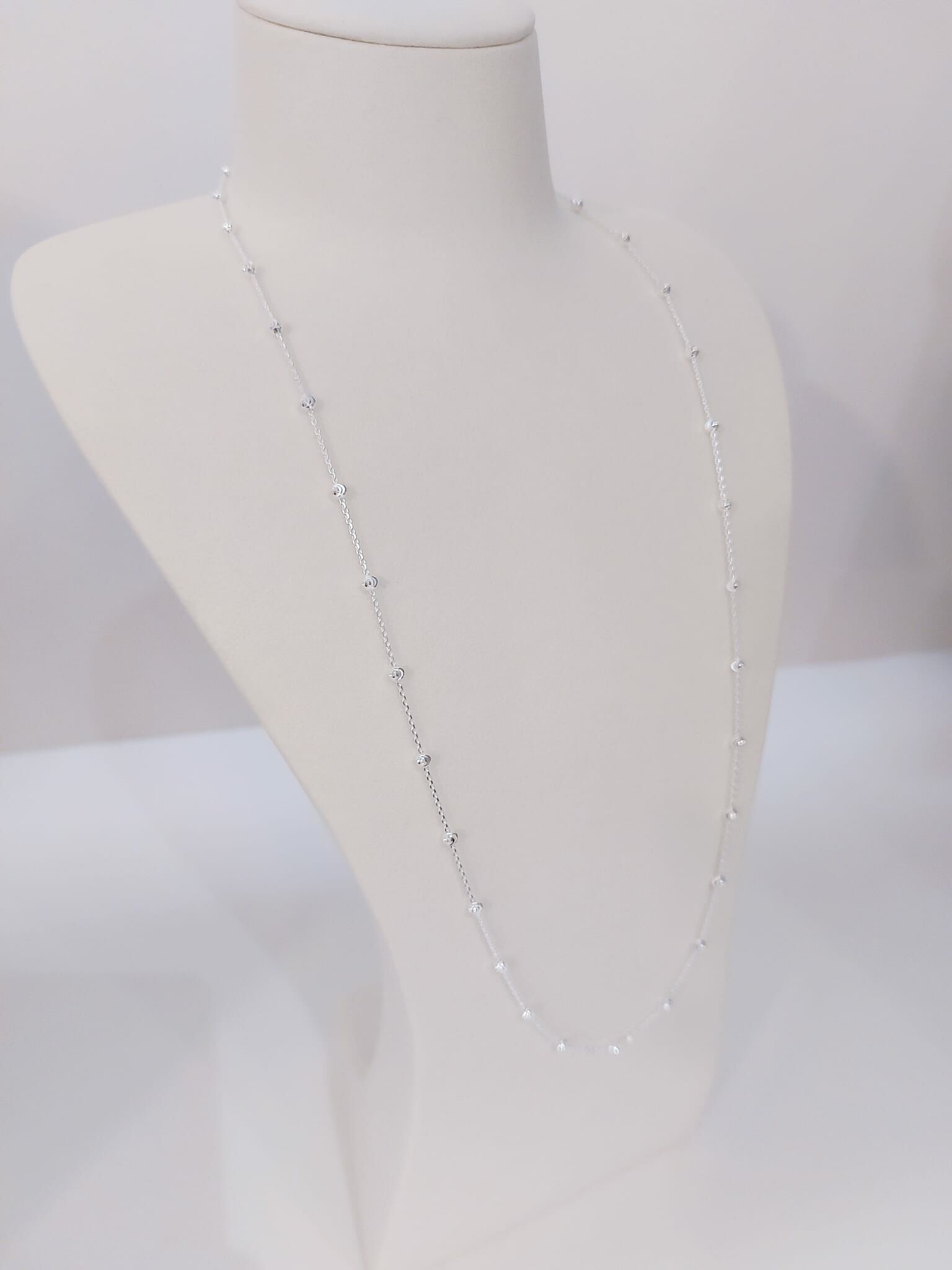 意大利925 純銀長頸鏈 (Cable Beads Moon 24") B07944C B07942G