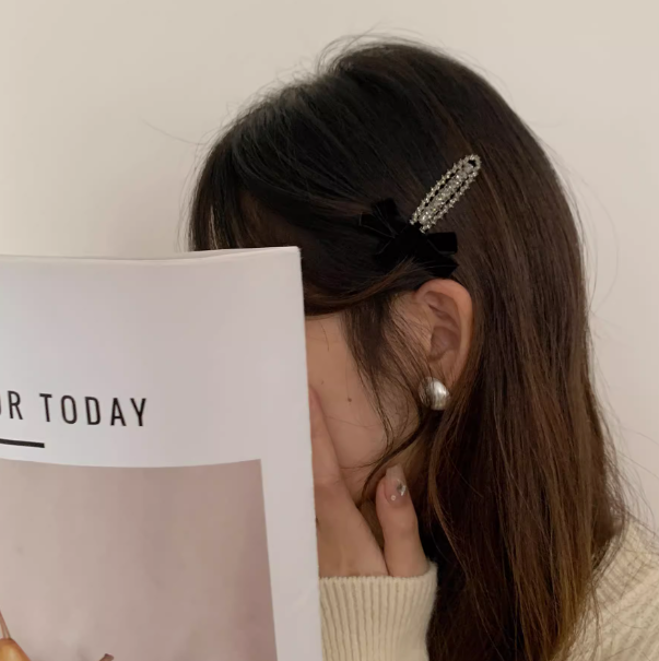 [4 FOR RM10] Black Velvet Bow with Rhinestones Hair Clip