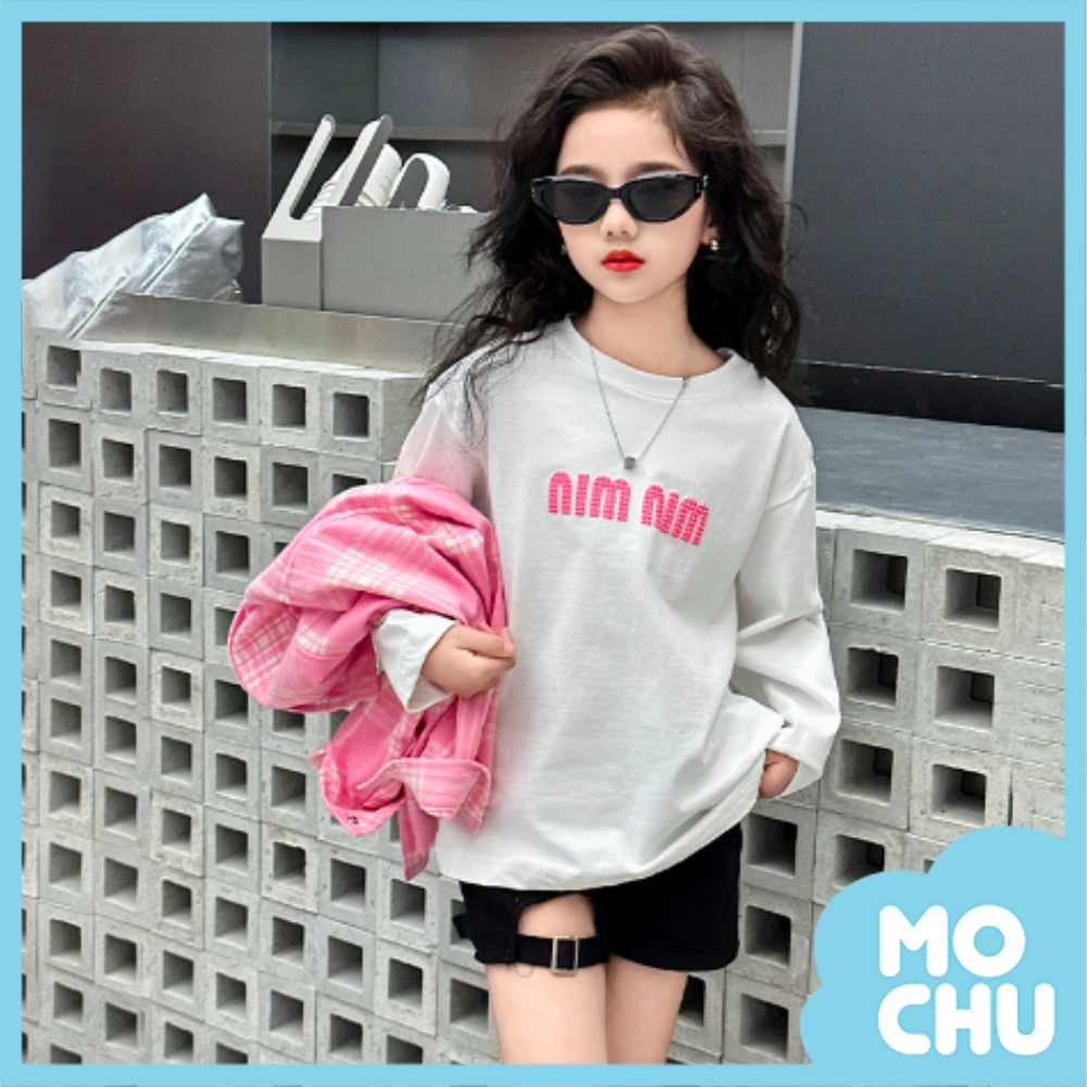 簡約字母白色長袖上衣