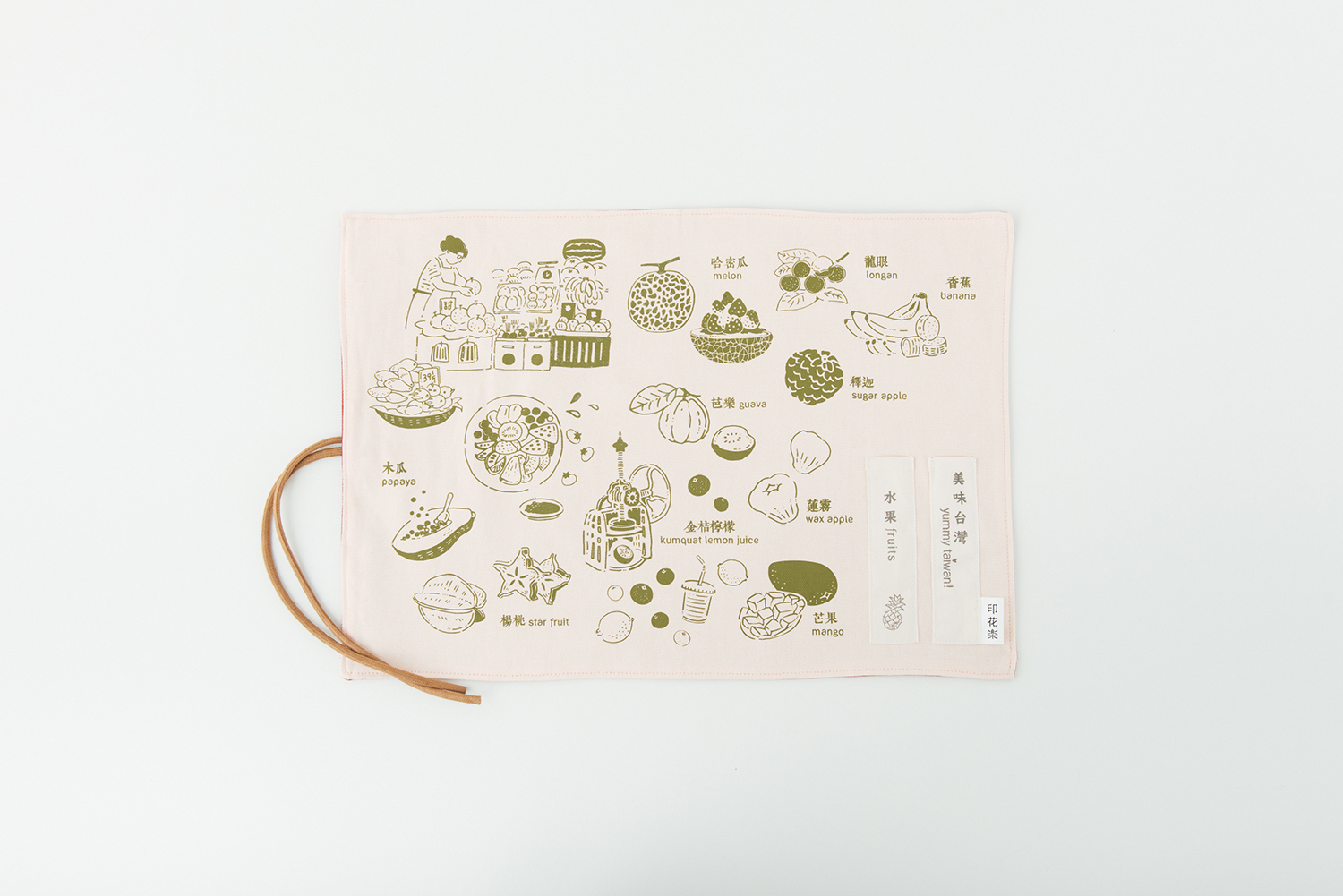 餐墊(含餐具)/美味台灣_水果/杏綠色