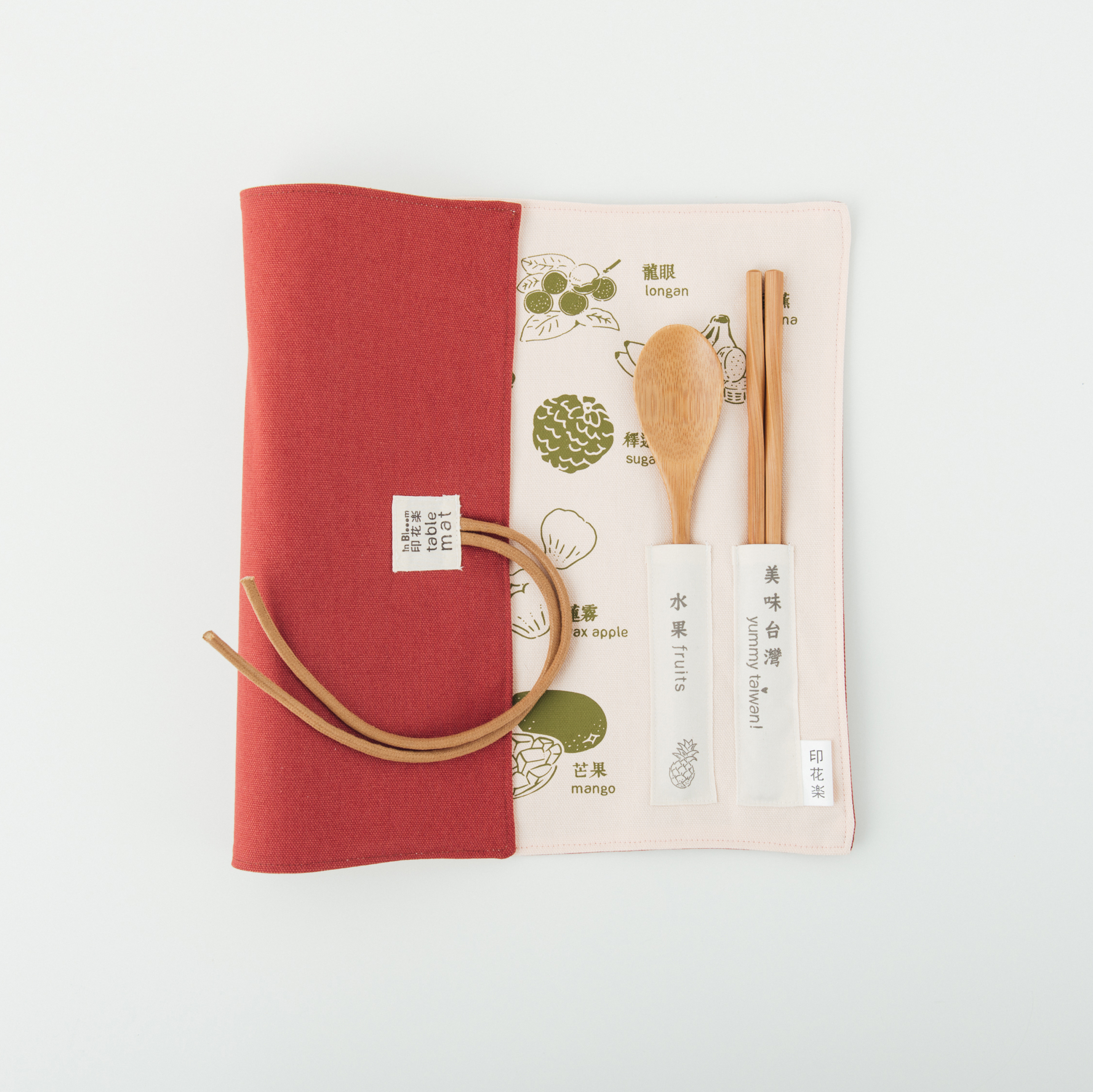 餐墊(含餐具)/美味台灣_水果/杏綠色