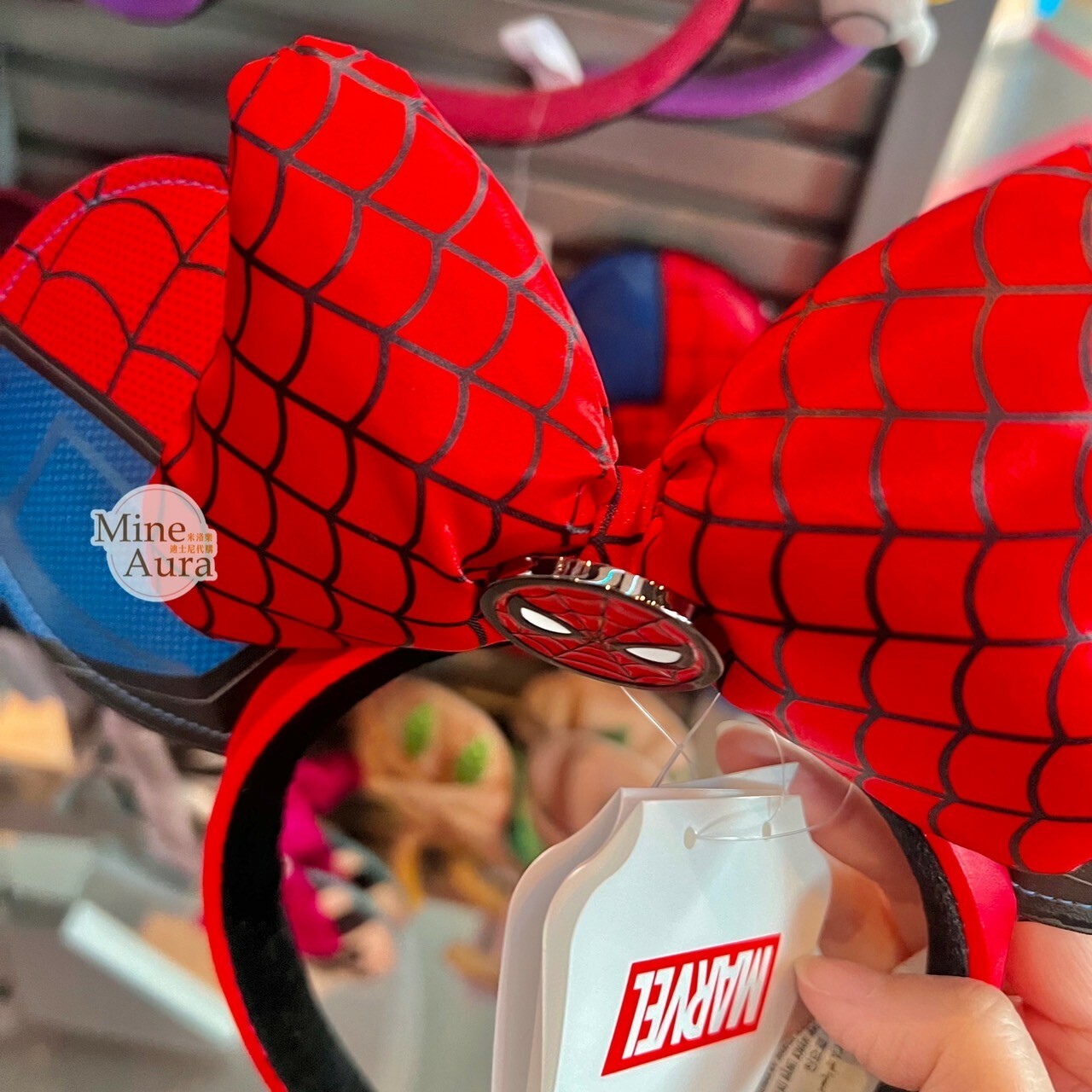 蜘蛛人 Spider-Man 蜘蛛網圖案 蝴蝶結 立體耳朵 造型 髮圈 髮箍 漫威 Marvel -香港迪士尼樂園