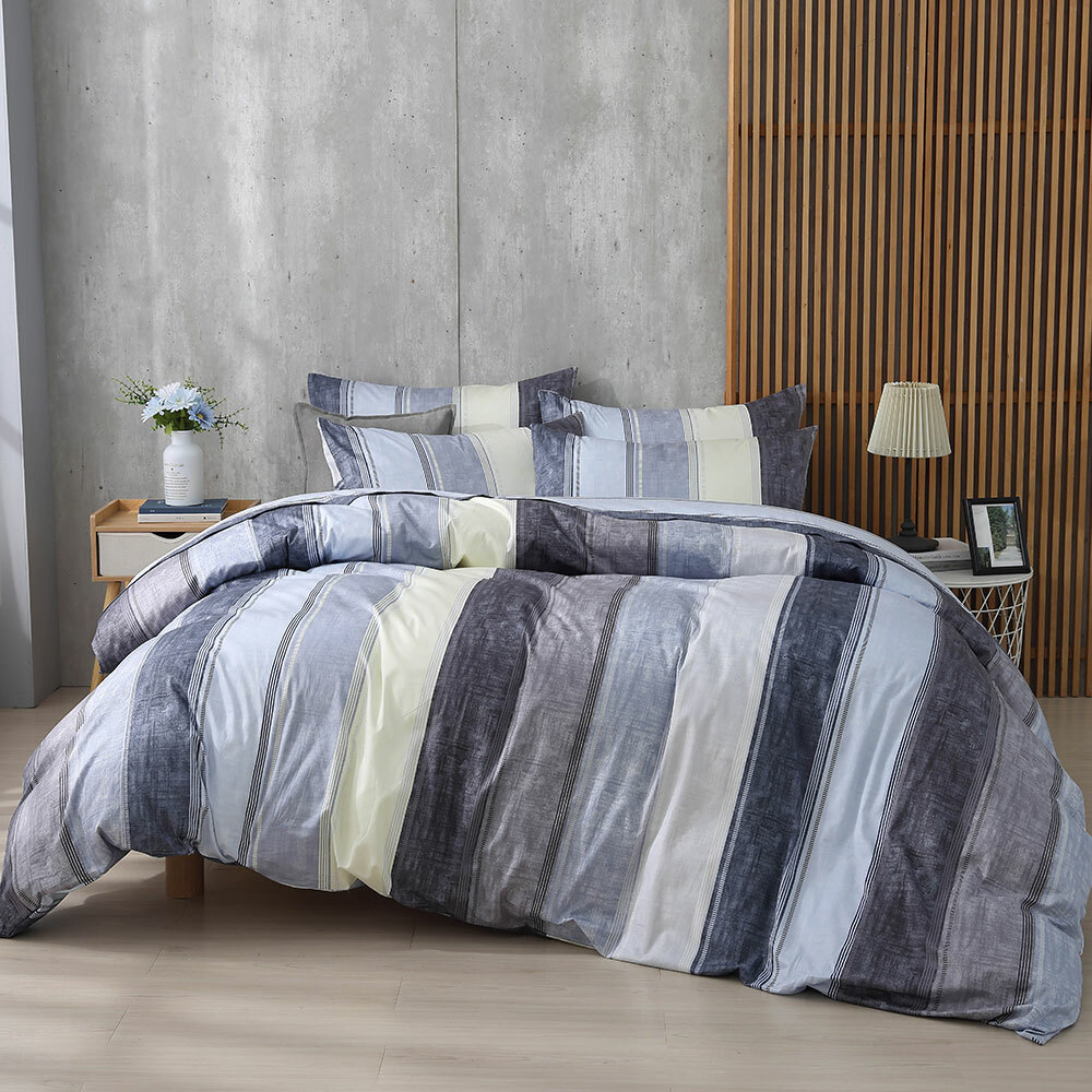 200織精梳棉床包兩用被組  |  2239 亞岱爾 藍  | 鴻宇