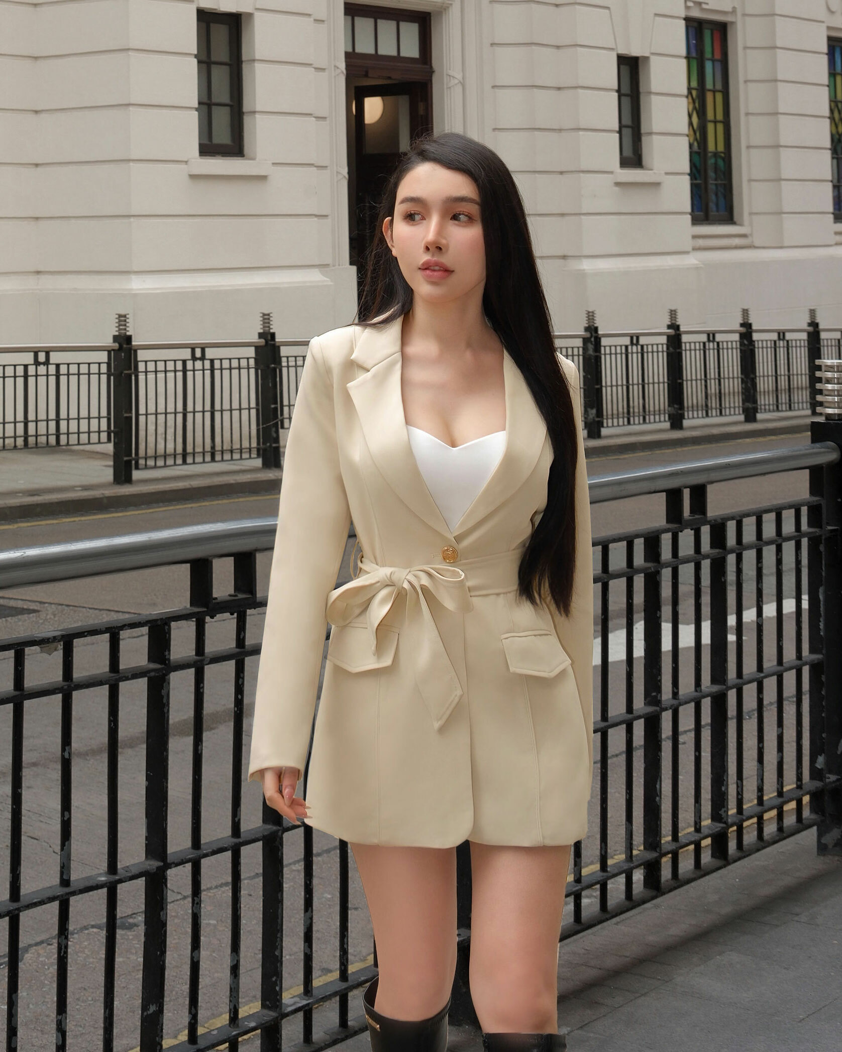 ⭒訂製-質感綁帶西裝外套