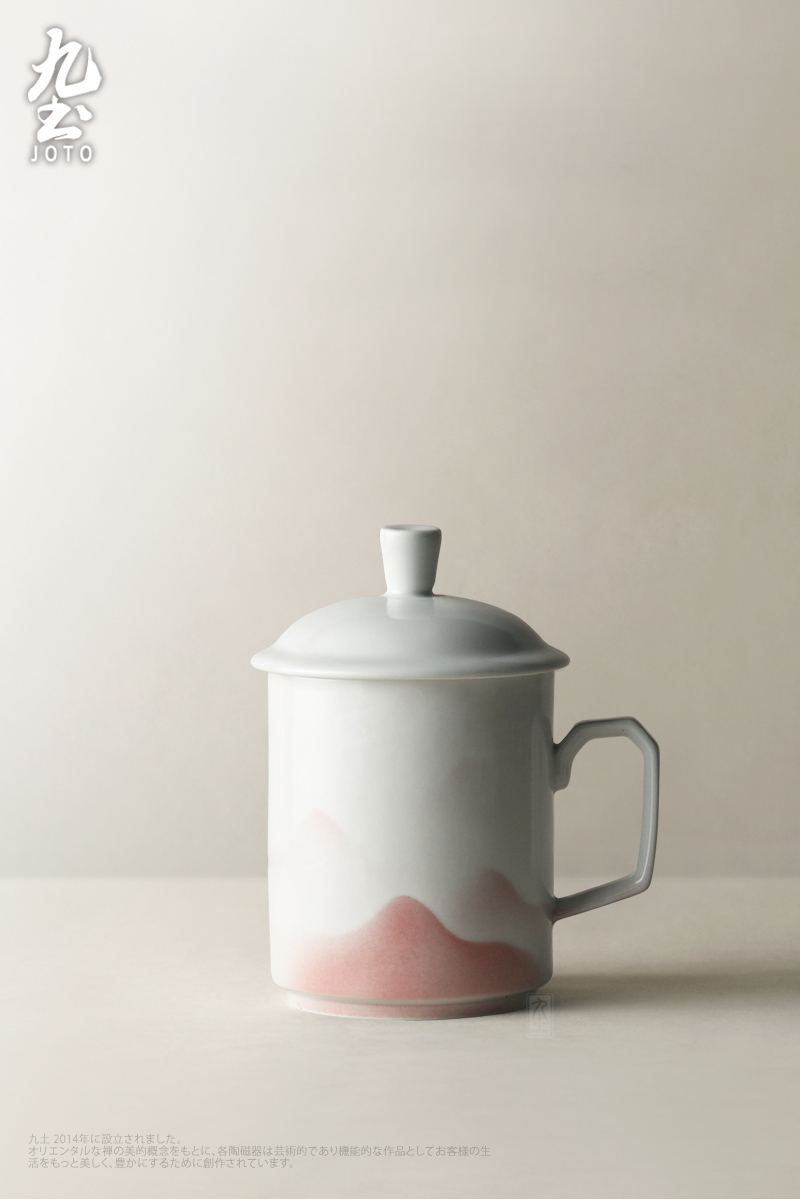 山水画風陶器杯 絵瀬戸 遊魚文大杯洗】江戸期 瀬戸焼 酒器 C01A