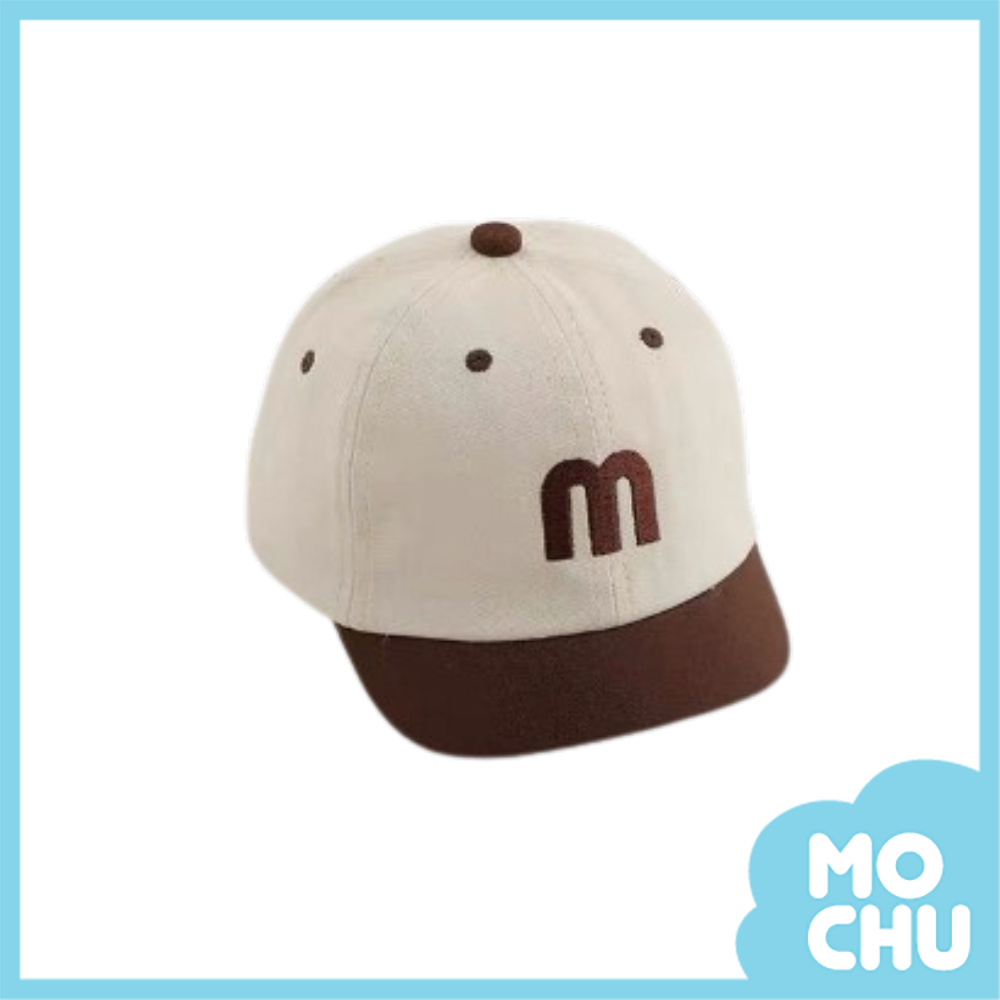 拼色刺繡m字鴨舌帽(六色)