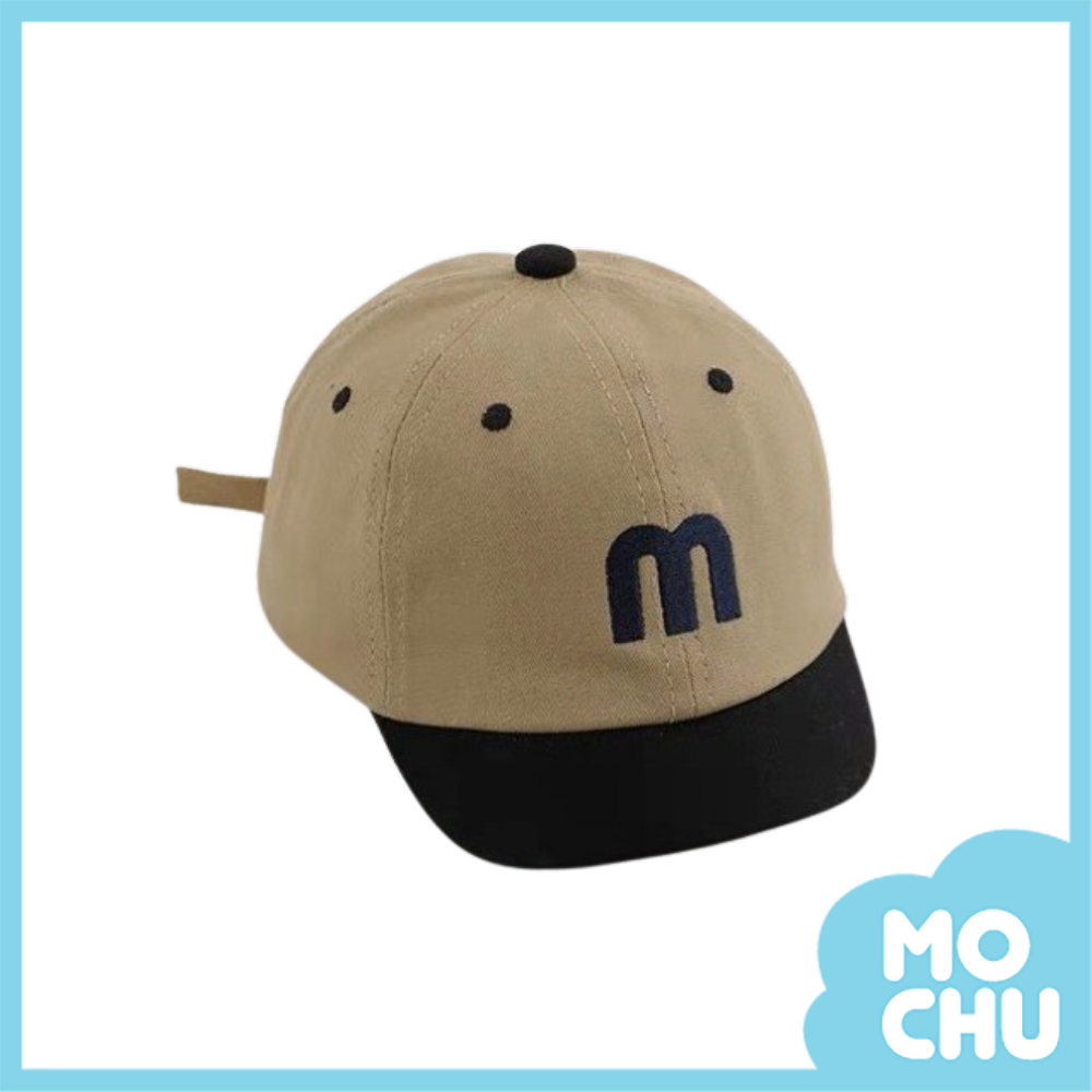 拼色刺繡m字鴨舌帽(六色)