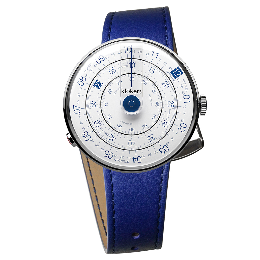 KLOK-01-D4 藍色錶頭+單圈皮革錶帶