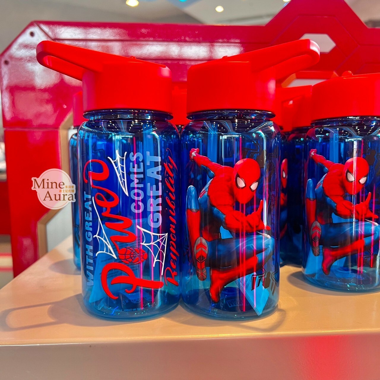 蜘蛛人 Spider-Man 圖案 紅蓋藍瓶身 兒童 水壺 漫威 Marvel -香港迪士尼樂園