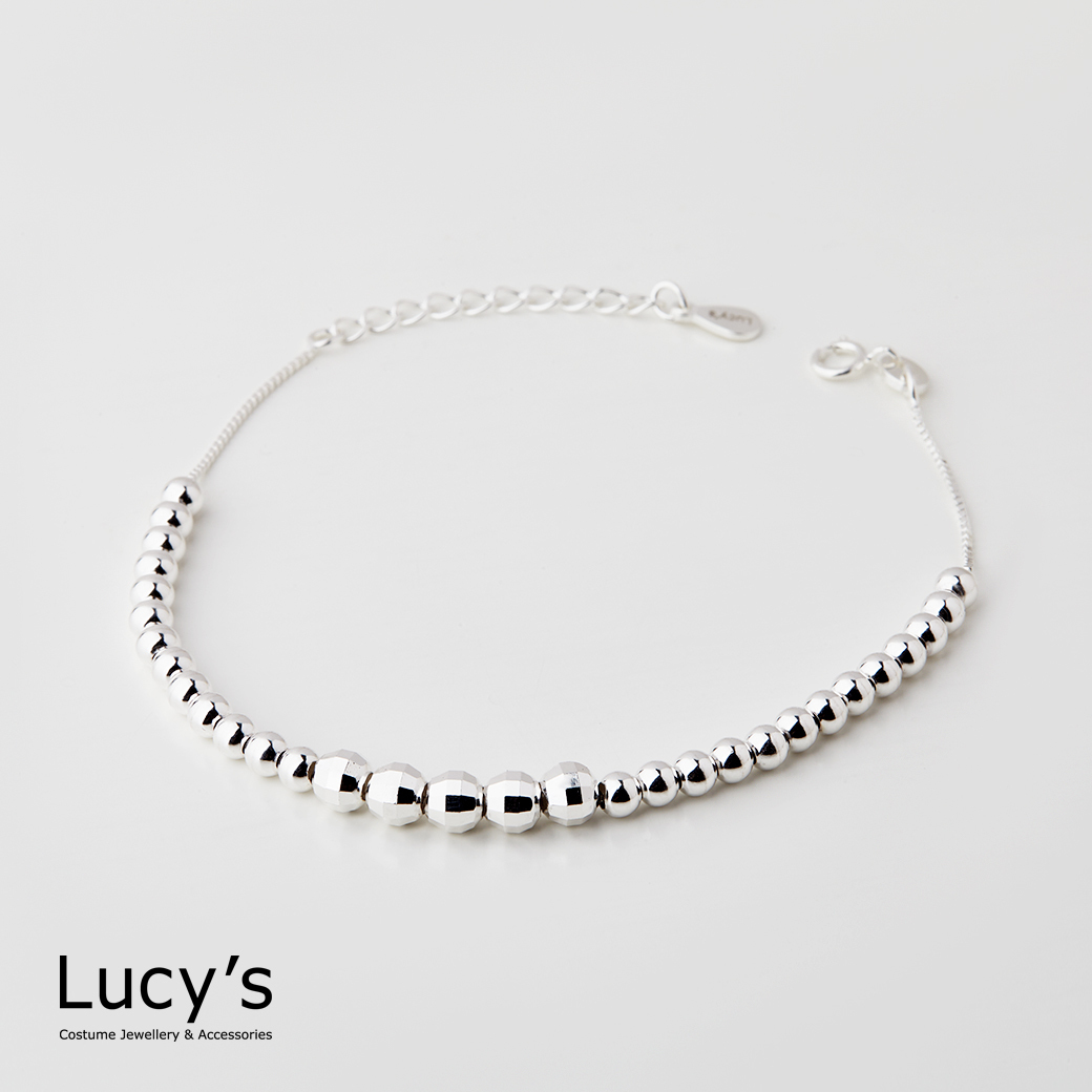 925純銀 連環圓珠 手鍊 (113306)