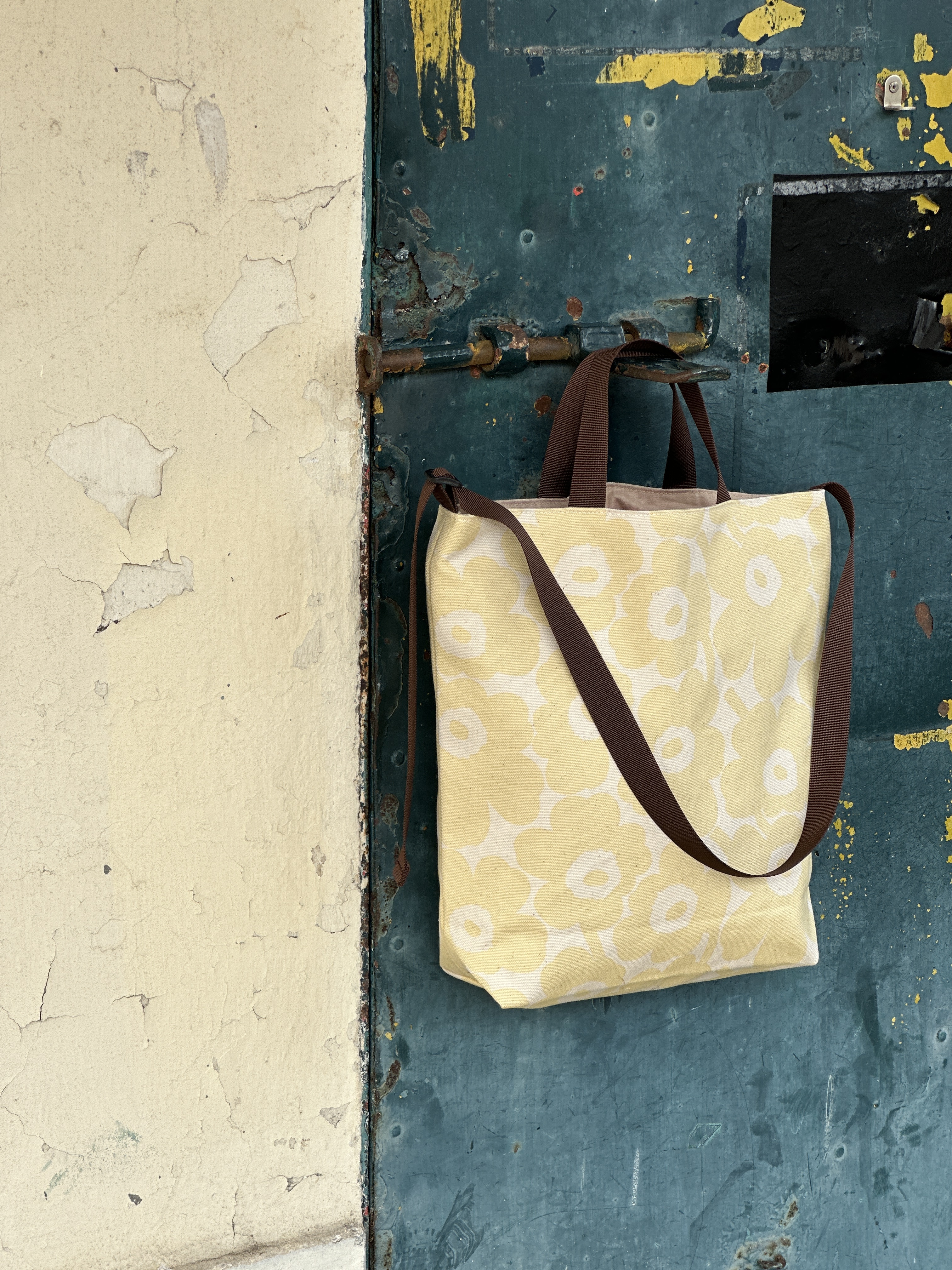 3 way easy tote | Marimekko canvas fabric | Light yellow x beige unikko