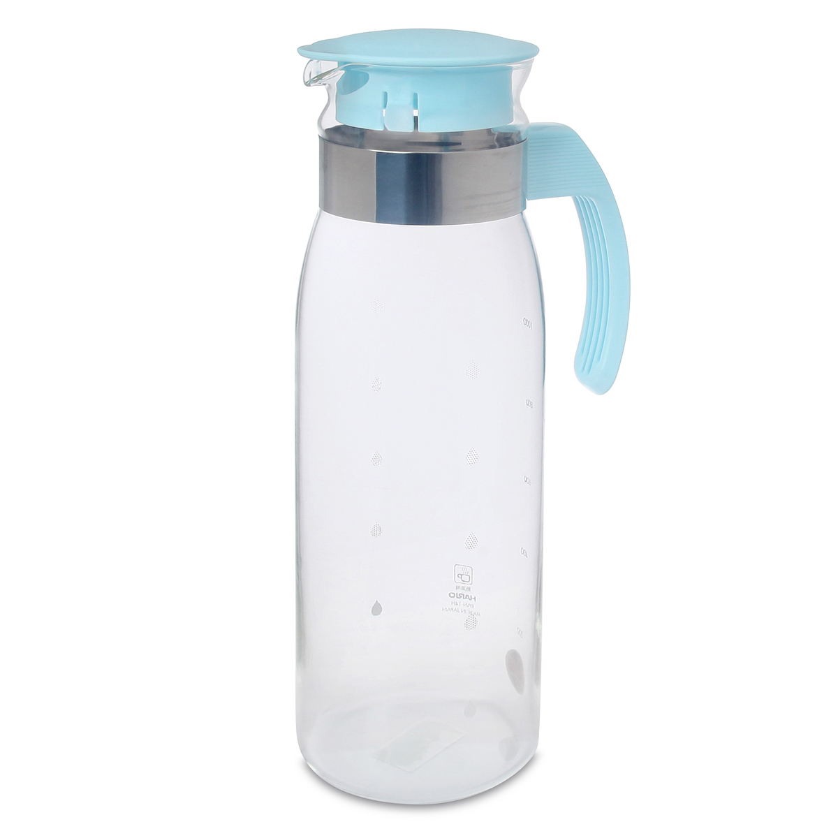 日本HARIO 1.4L 耐熱玻璃冷水瓶 -粉藍 -RPLN-14PSB