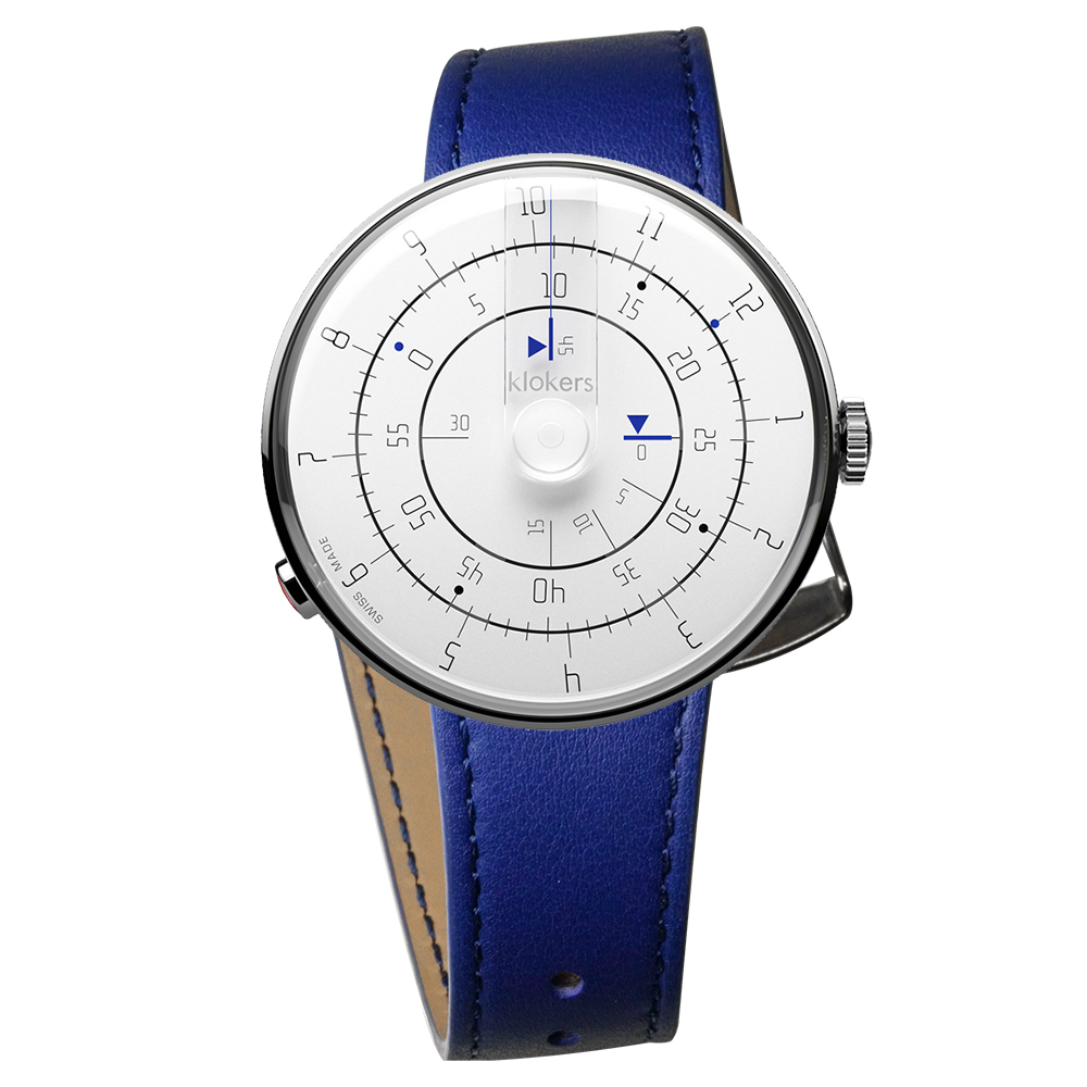 KLOK-01- M1  極簡白色錶頭 + 單圈皮革錶帶