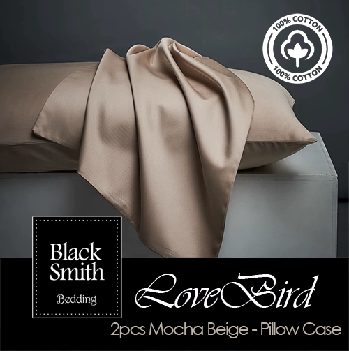 Black Smith - 3124 針埃及棉LoveBird枕頭袋一對(摩卡米)