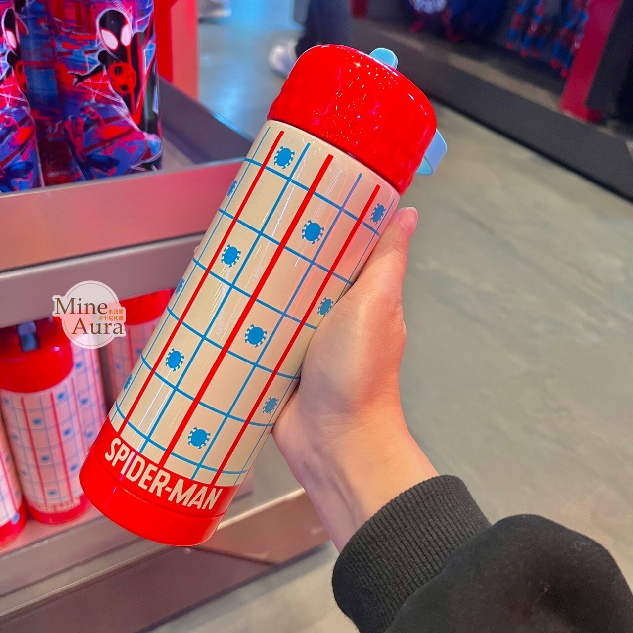 蜘蛛人 Spider-Man 蜘蛛格子圖案 紅蓋 水壺 漫威 Marvel -香港迪士尼樂園