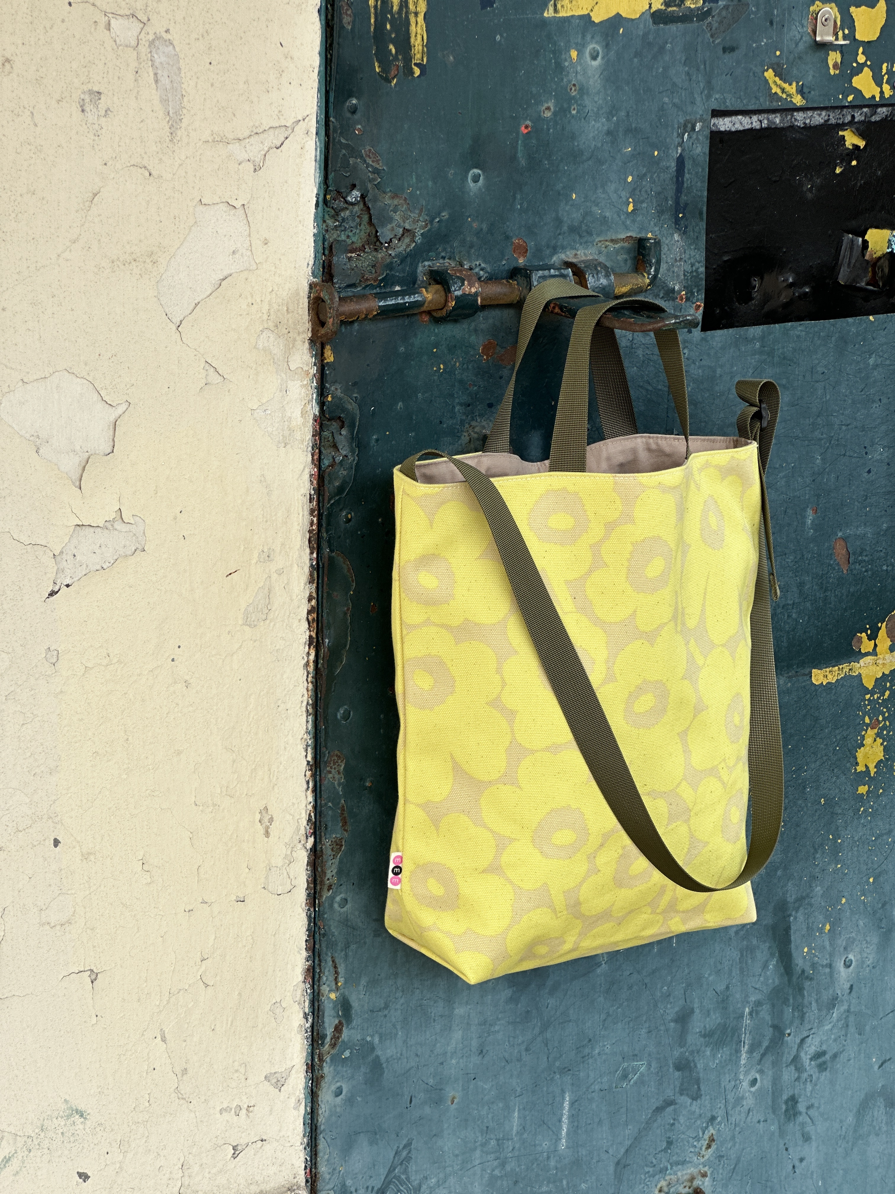 3 way easy tote | Marimekko canvas fabric | Lemon unikko
