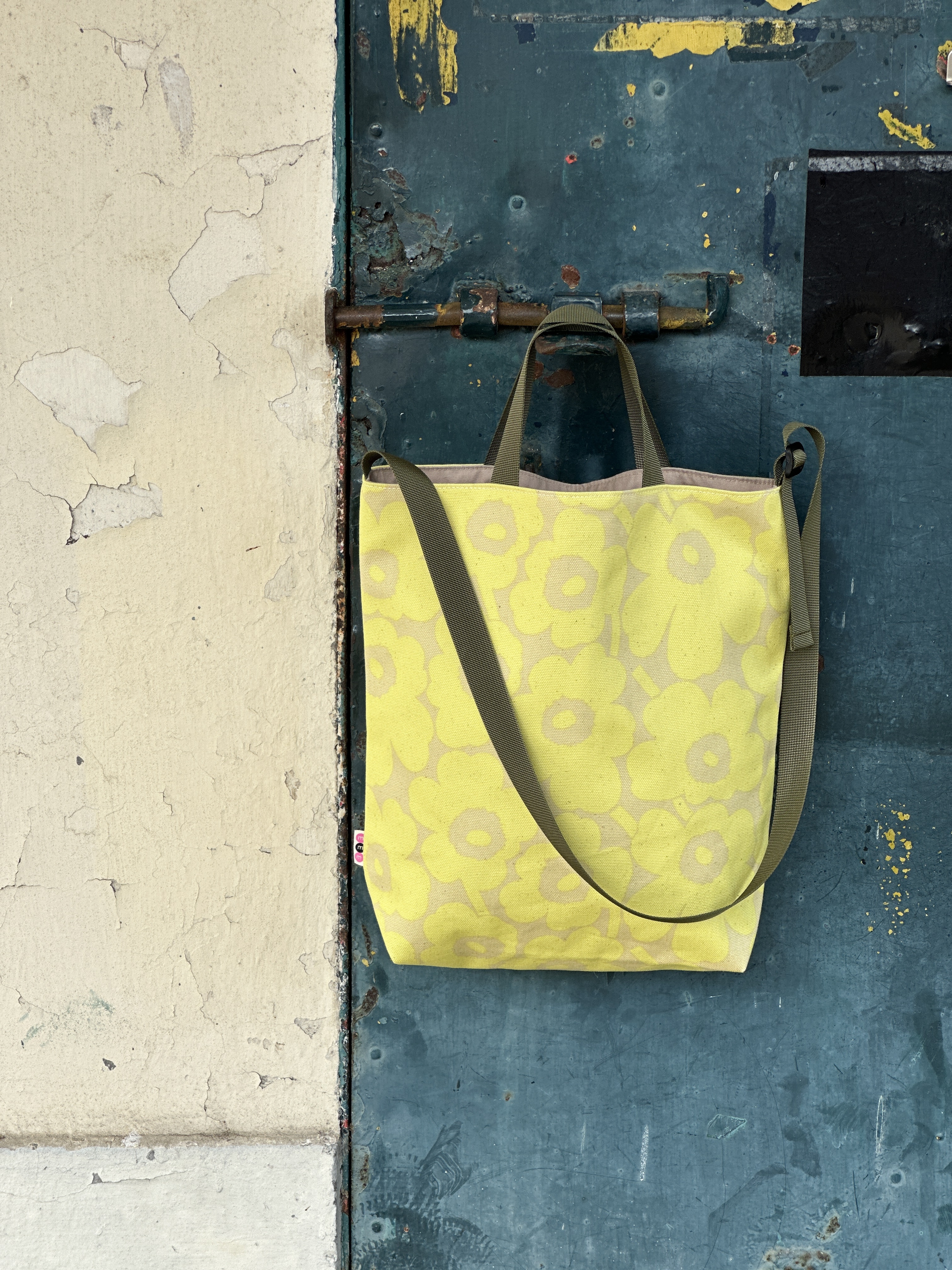 3 way easy tote | Marimekko canvas fabric | Lemon unikko