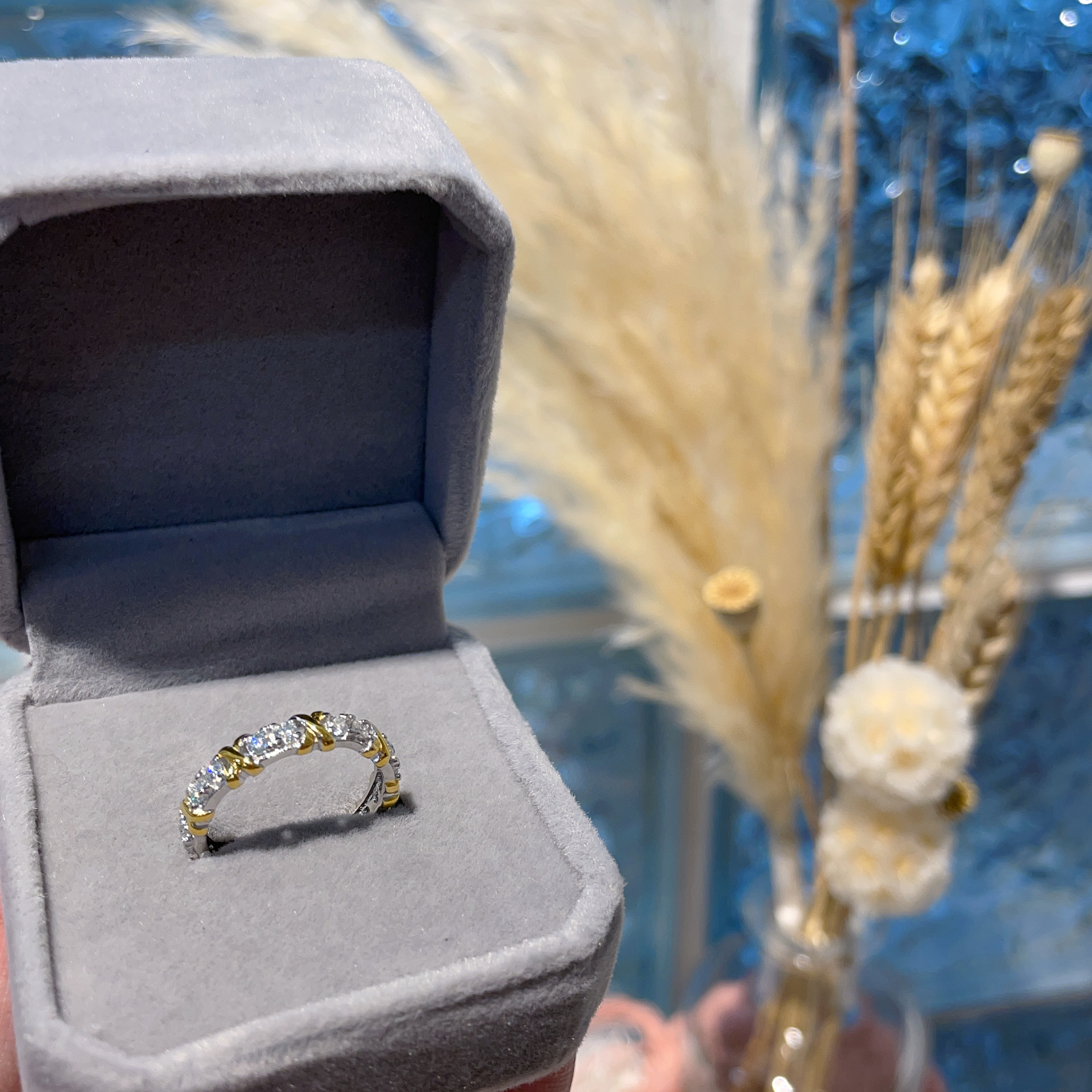 E911 莫桑交叉線戒 0.10ct