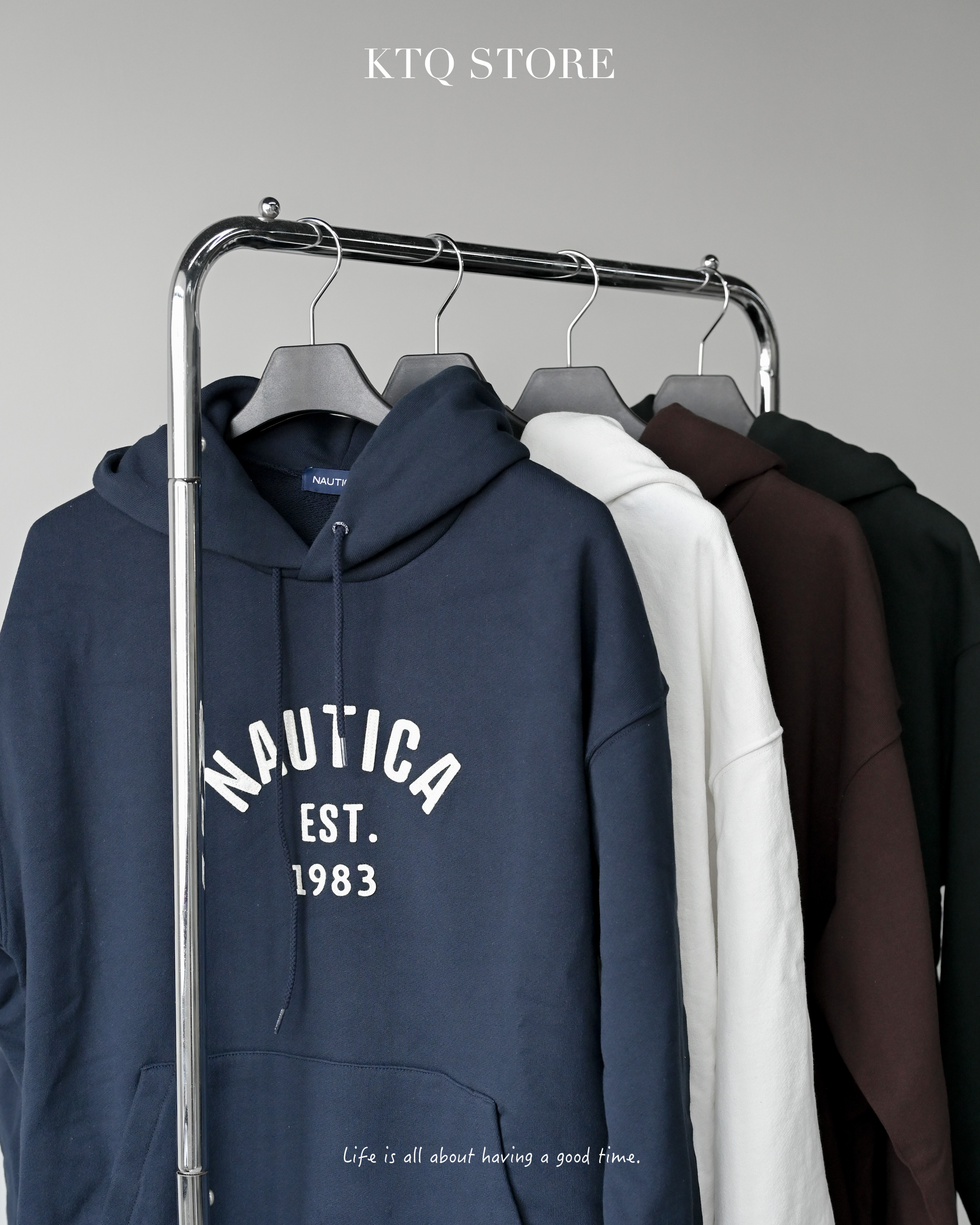 KTQ STORE ‧ Nautica EST.1983 刺繡帽T  棕 海軍藍 白 綠