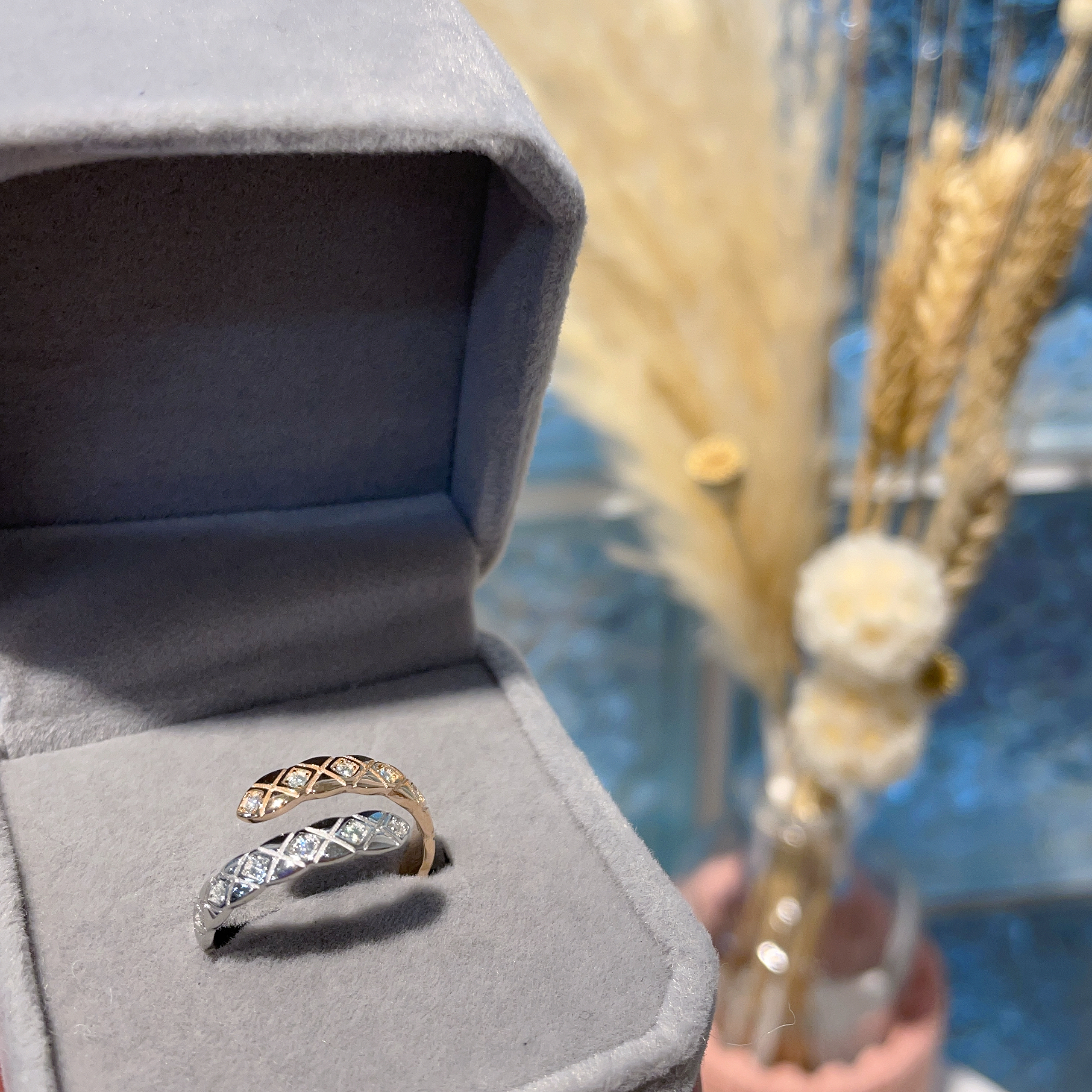 E918 莫桑雙層菱格戒指 0.10ct