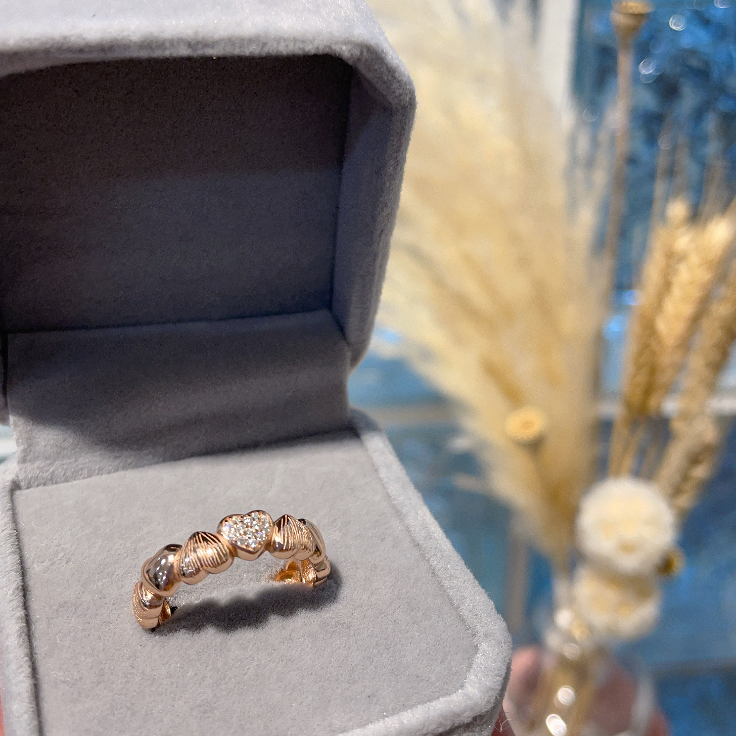 E919 莫桑心心戒指 0.015ct