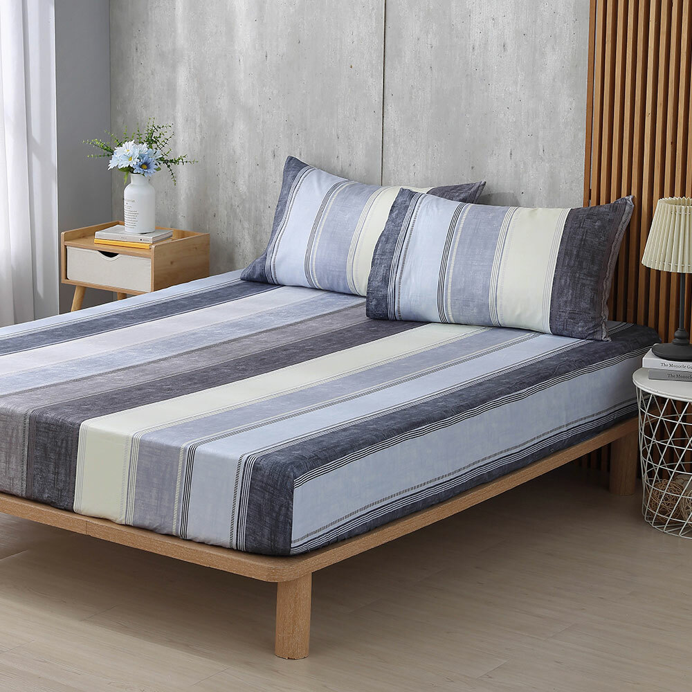 200織精梳棉床包組  | 2239 亞岱爾 藍  | 鴻宇