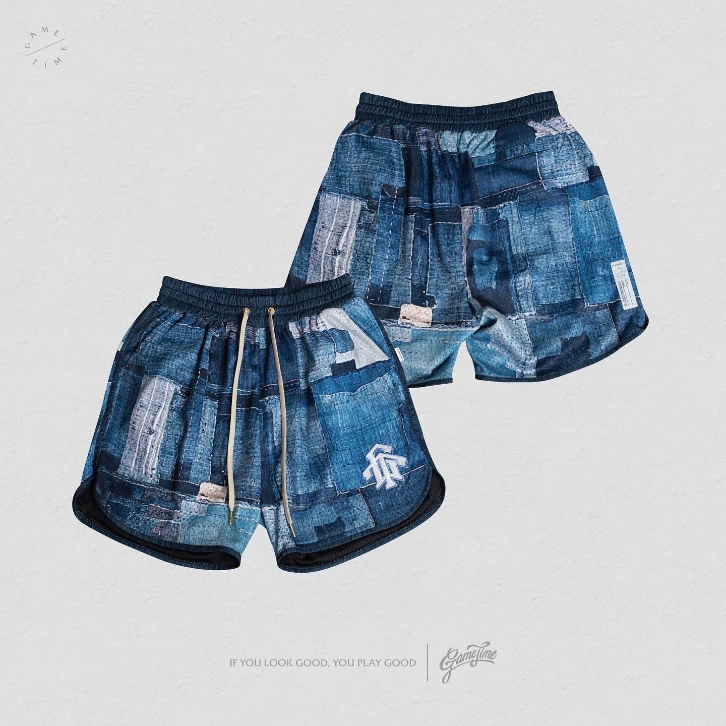 GAMETIME 拼布網眼球褲