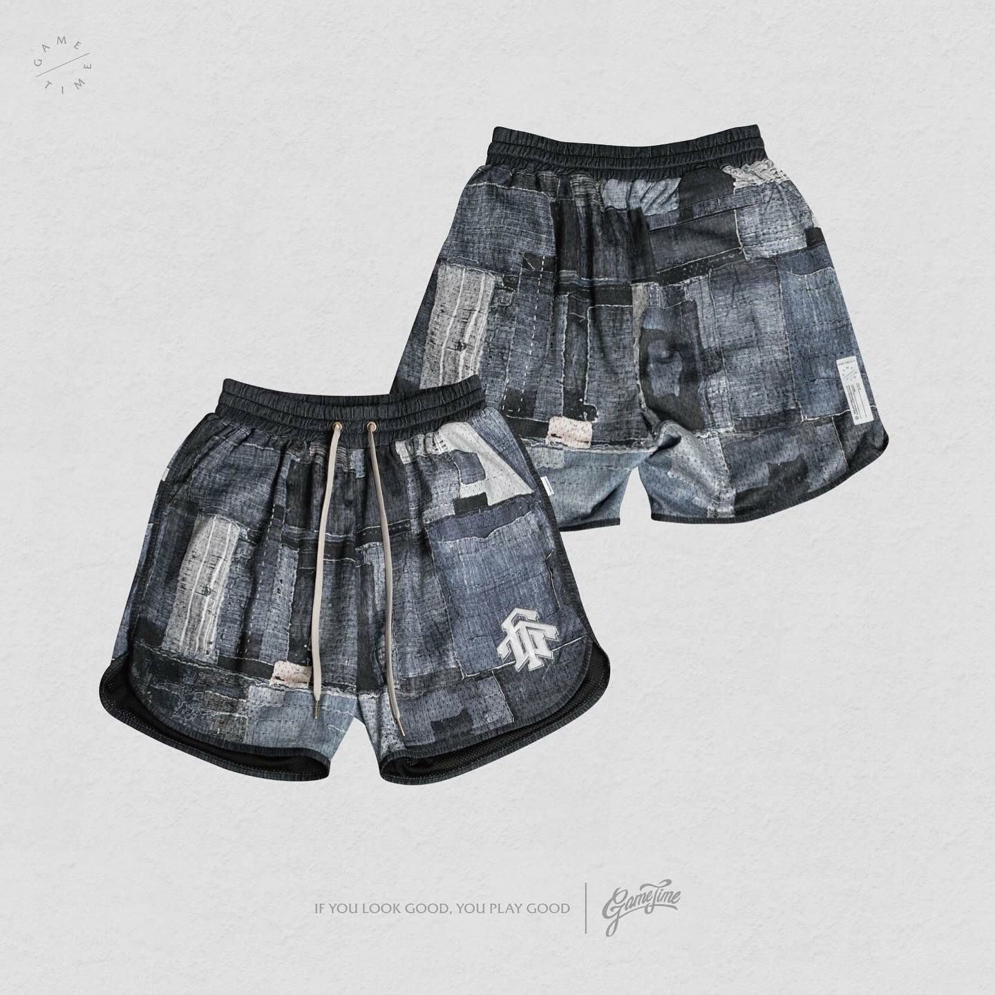 GAMETIME 拼布網眼球褲