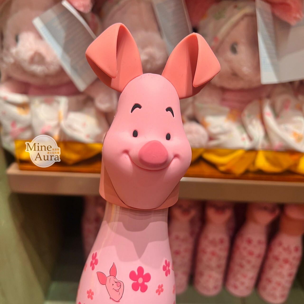 小豬 皮傑 piglet 大頭造型瓶蓋 花花滿版圖案 水壺 小熊維尼 Winnie the Pooh -香港迪士尼樂園