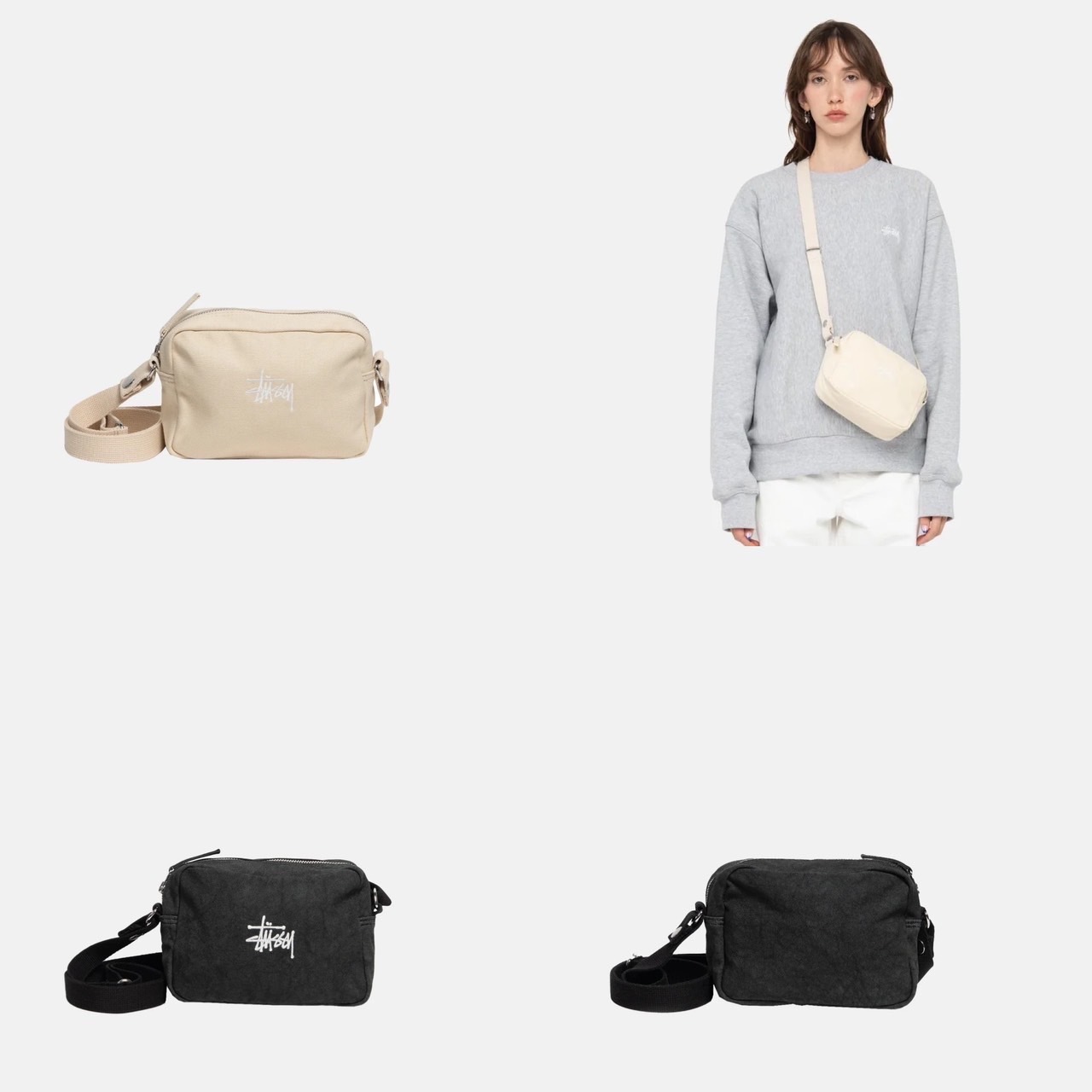 STUSSY CANVAS SIDE POUCH 字體 斜背包