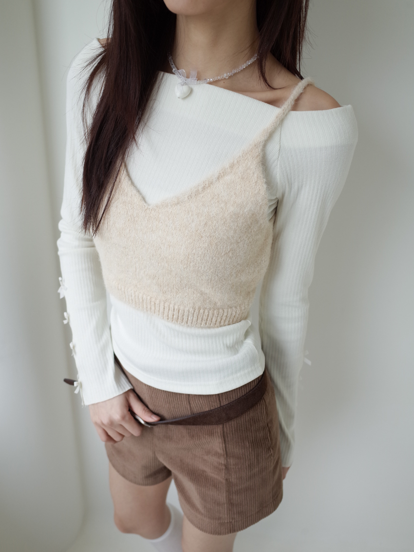 Diana sparkling yarn ribbon puffed heart necklace