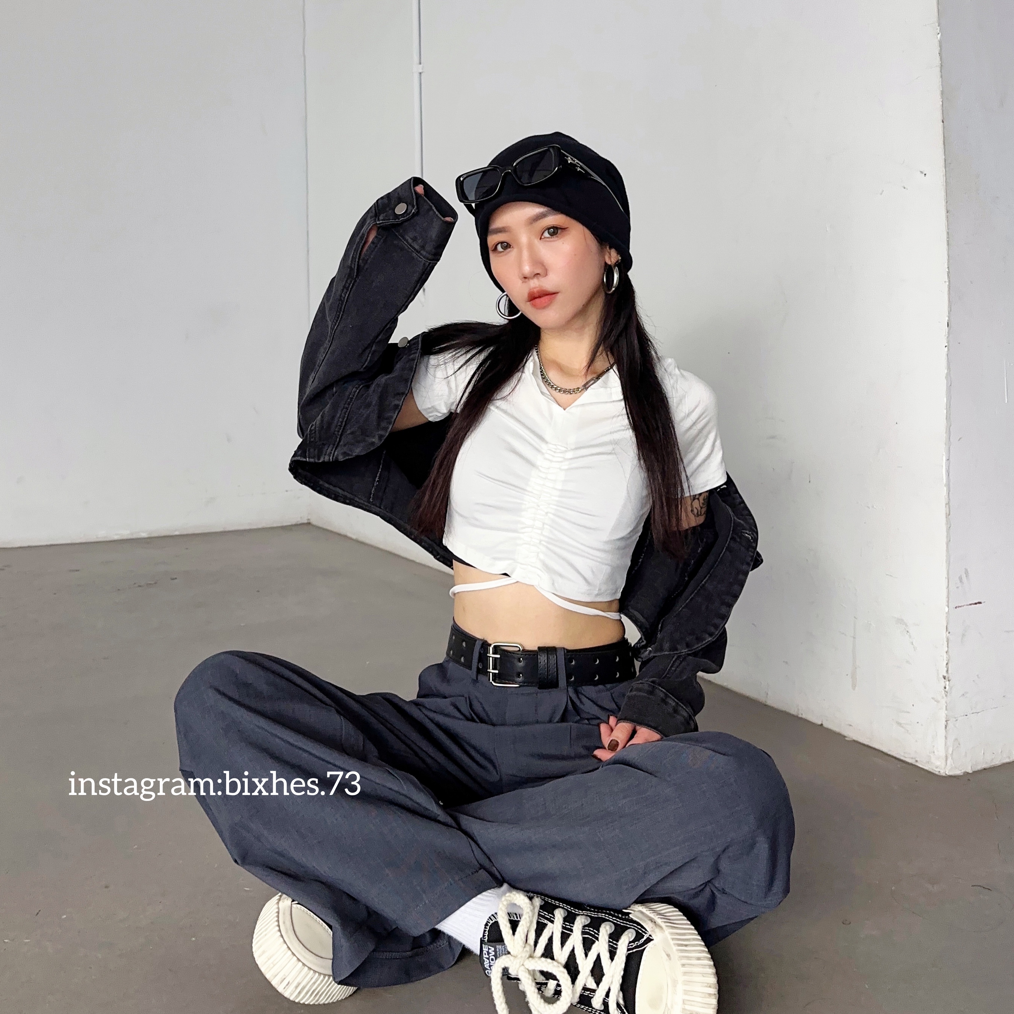 抽繩綁帶超彈短版T(A00057)