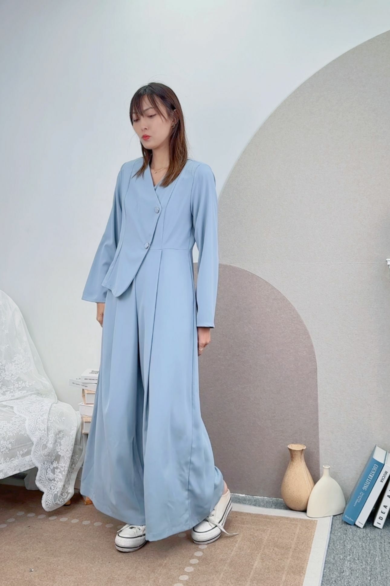 JS#5828 🤍全套西裝連身褲