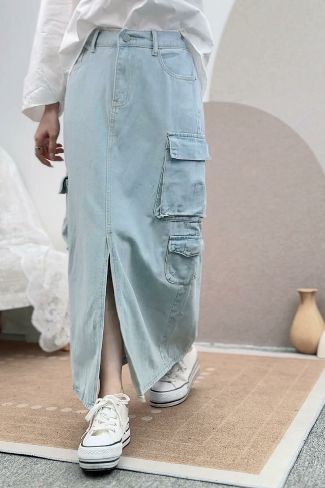 SK#5820 🤍無敵工裝牛仔裙