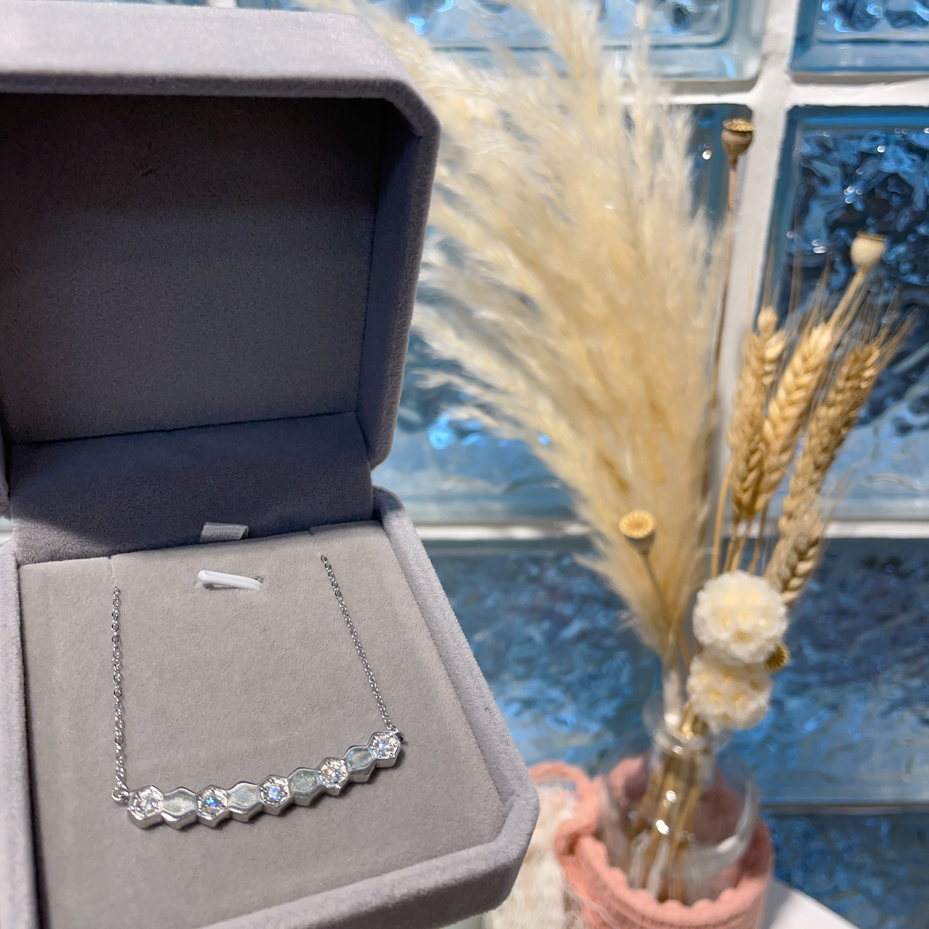 E937 莫桑蜂巢頸鏈 0.30ct