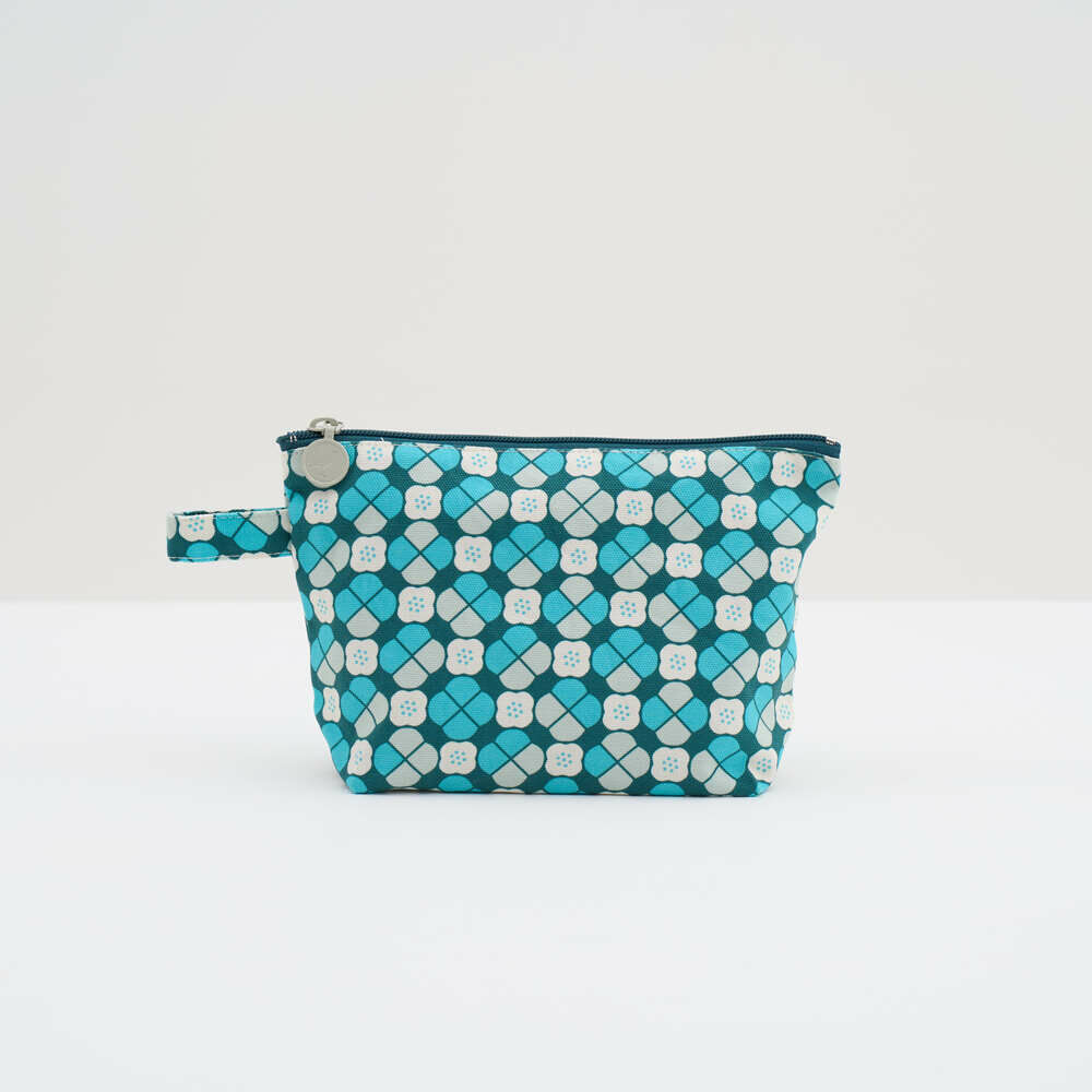 Zipper Trapzoid Pouch/Old Ceramic Tile No.10/Green Bathhouse