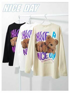 🇰🇷 韓國潮牌 HAVE A NICE DAY熊熊 長袖 T-Shirts （清貨價貨品，不設退換）(K3/M114)