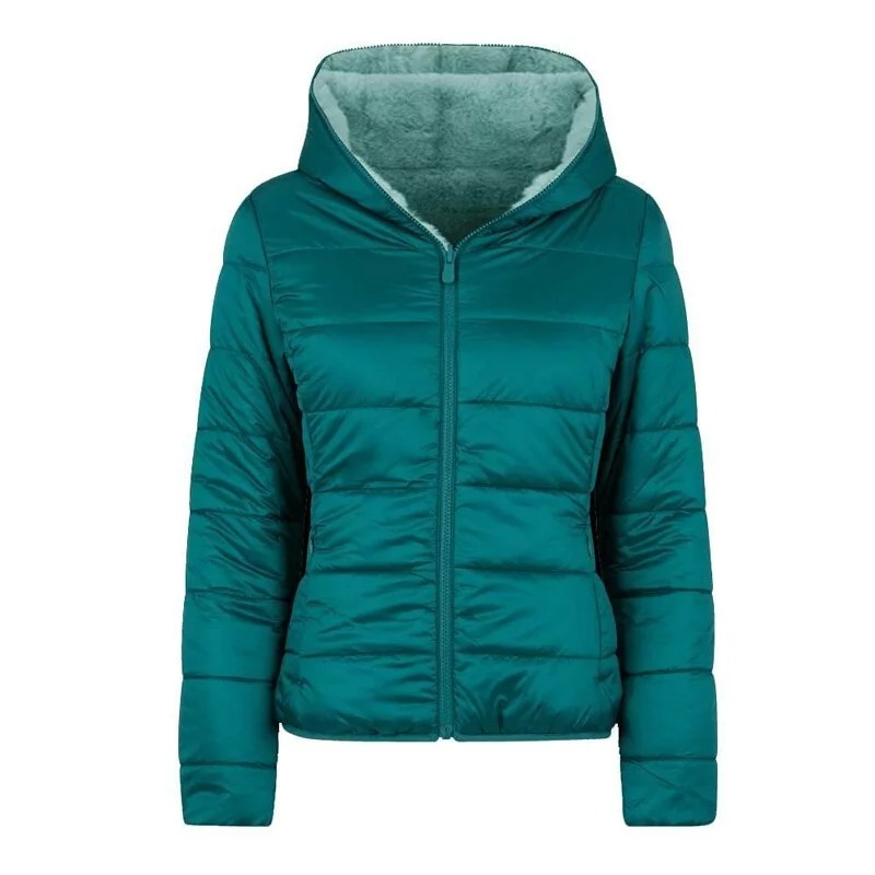 Save The Duck 秋冬 女款KUTY  2WAY刷毛保暖外套 50020湖水綠/暗綠  213-D33540