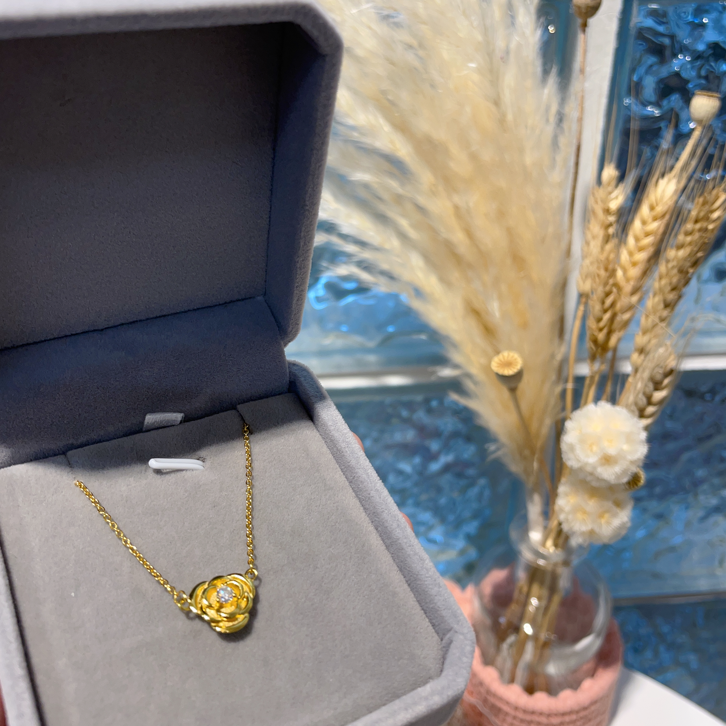 E939 莫桑花花頸鏈 0.10ct