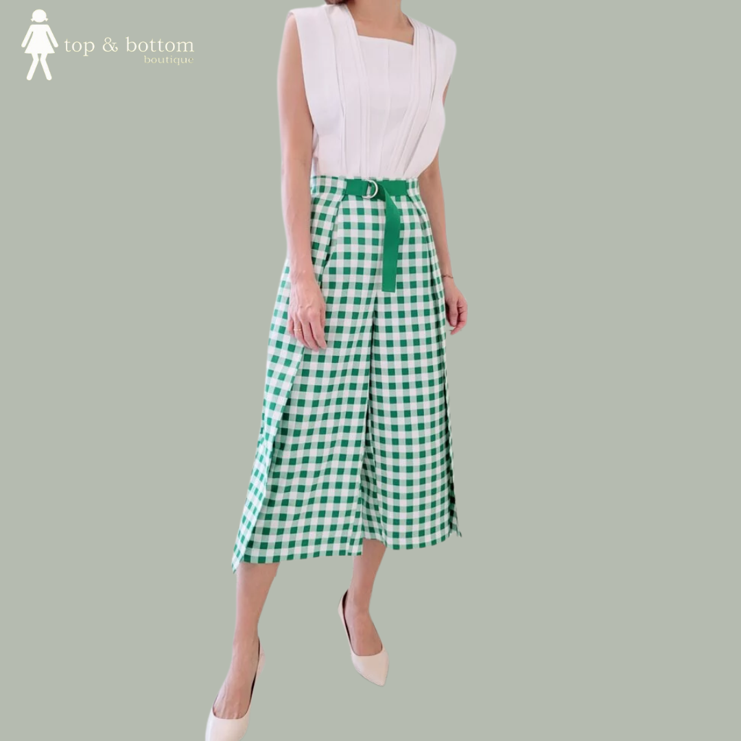 CHECKED WRAP CULOTTES