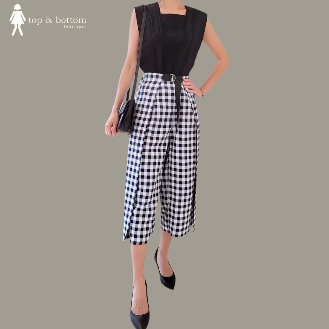 CHECKED WRAP CULOTTES