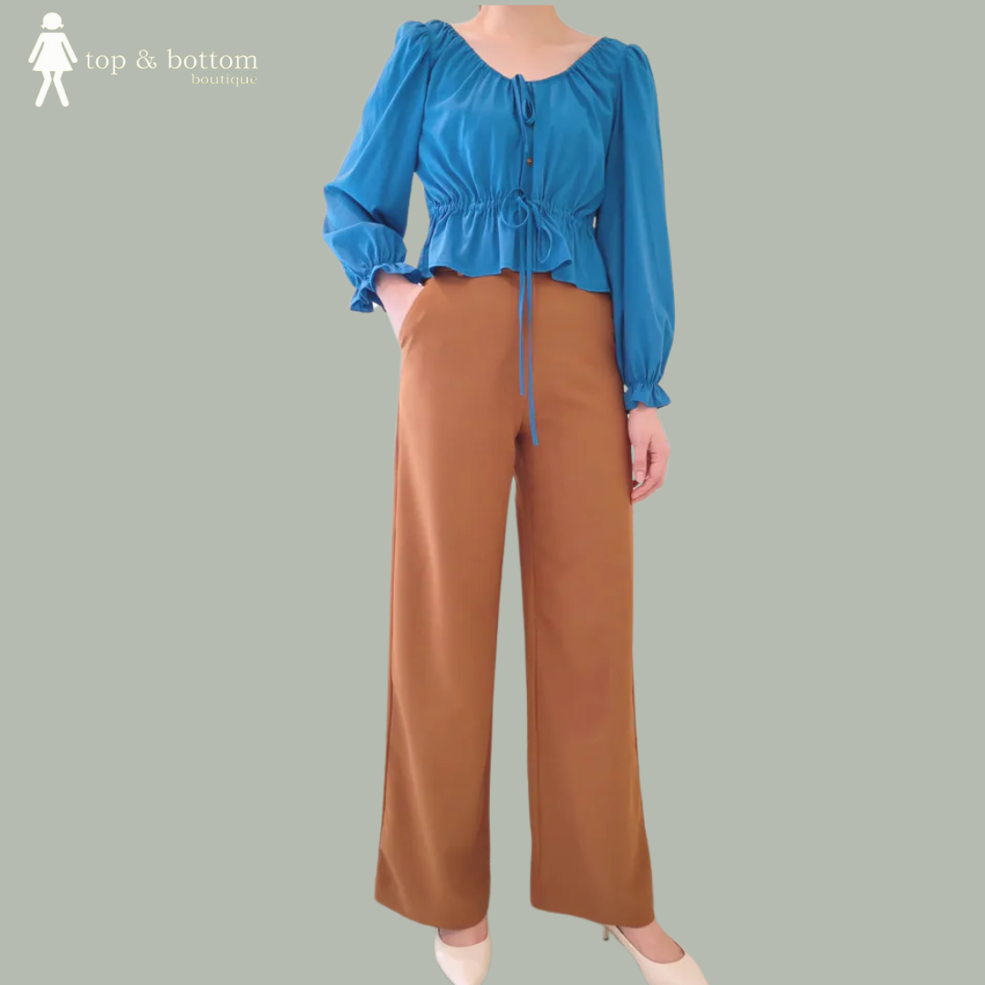 L/SLEEVE TIE STRING BLOUSE